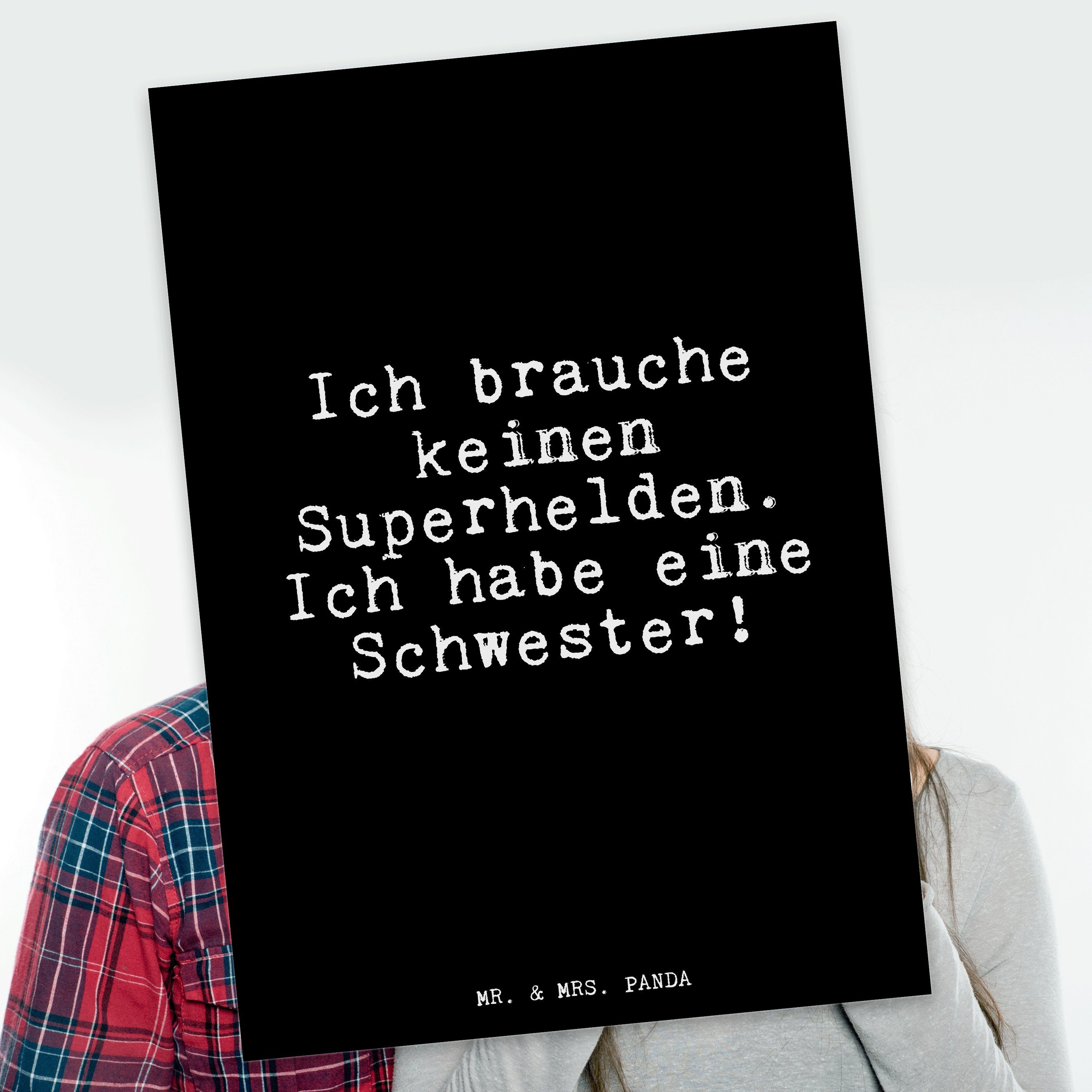 Mr. & Mrs. Panda Postkarte »Ich brauche keinen Superhelden
