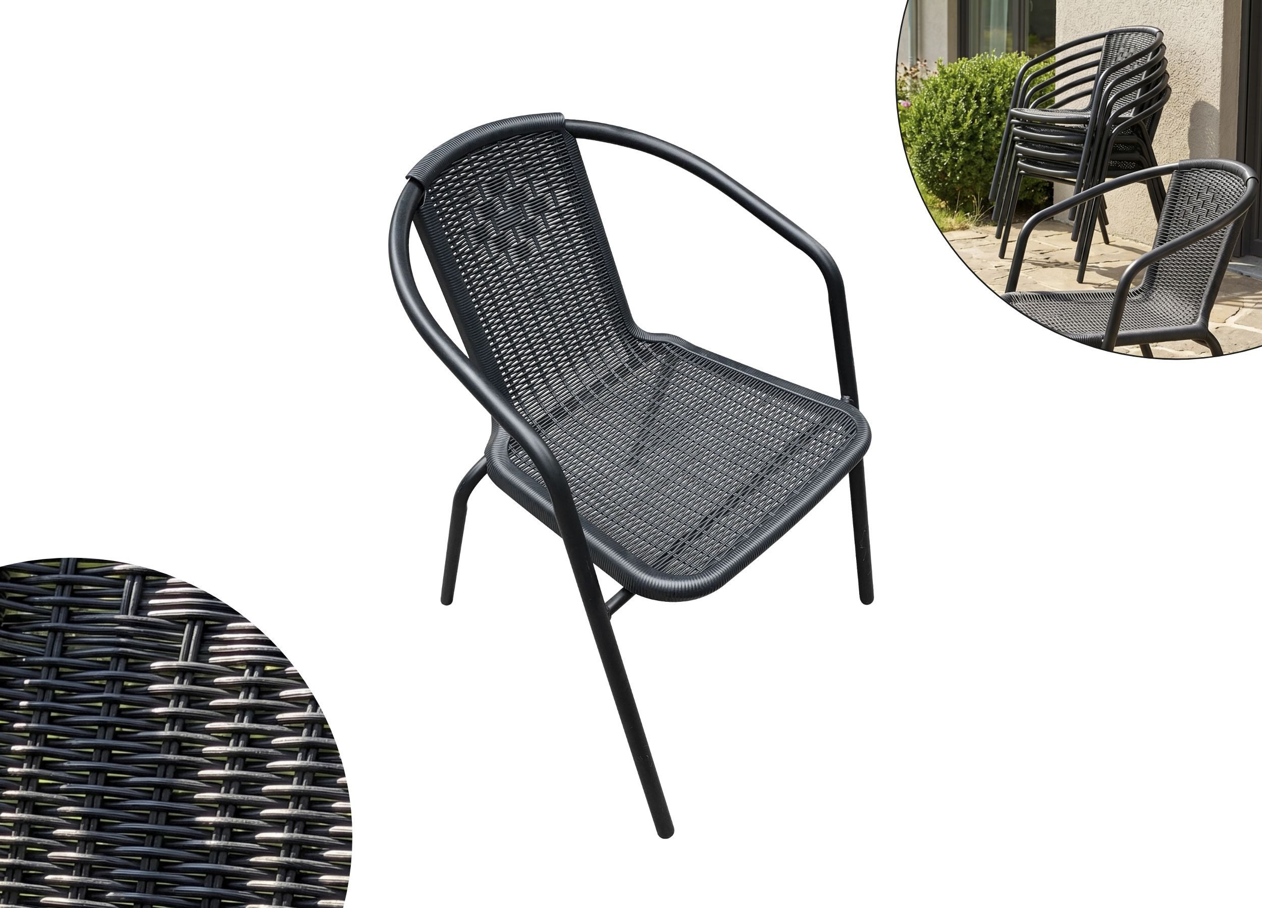 LC Garden Stapelstuhl Garvista Stapelstuhl 54x52x72cm schwarz Gartenstuhl