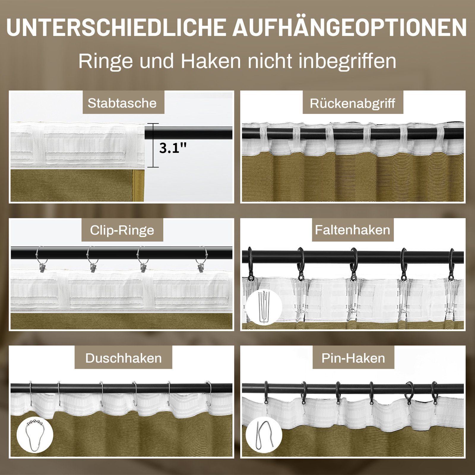 Gardine BXH:132x213/132x244/132x274cm Gold Thermovorhänge,Verdunkelungsvorhang,Blickdicht, BTTO, Türvorhang St.,Samt 2 Multifunktionsband