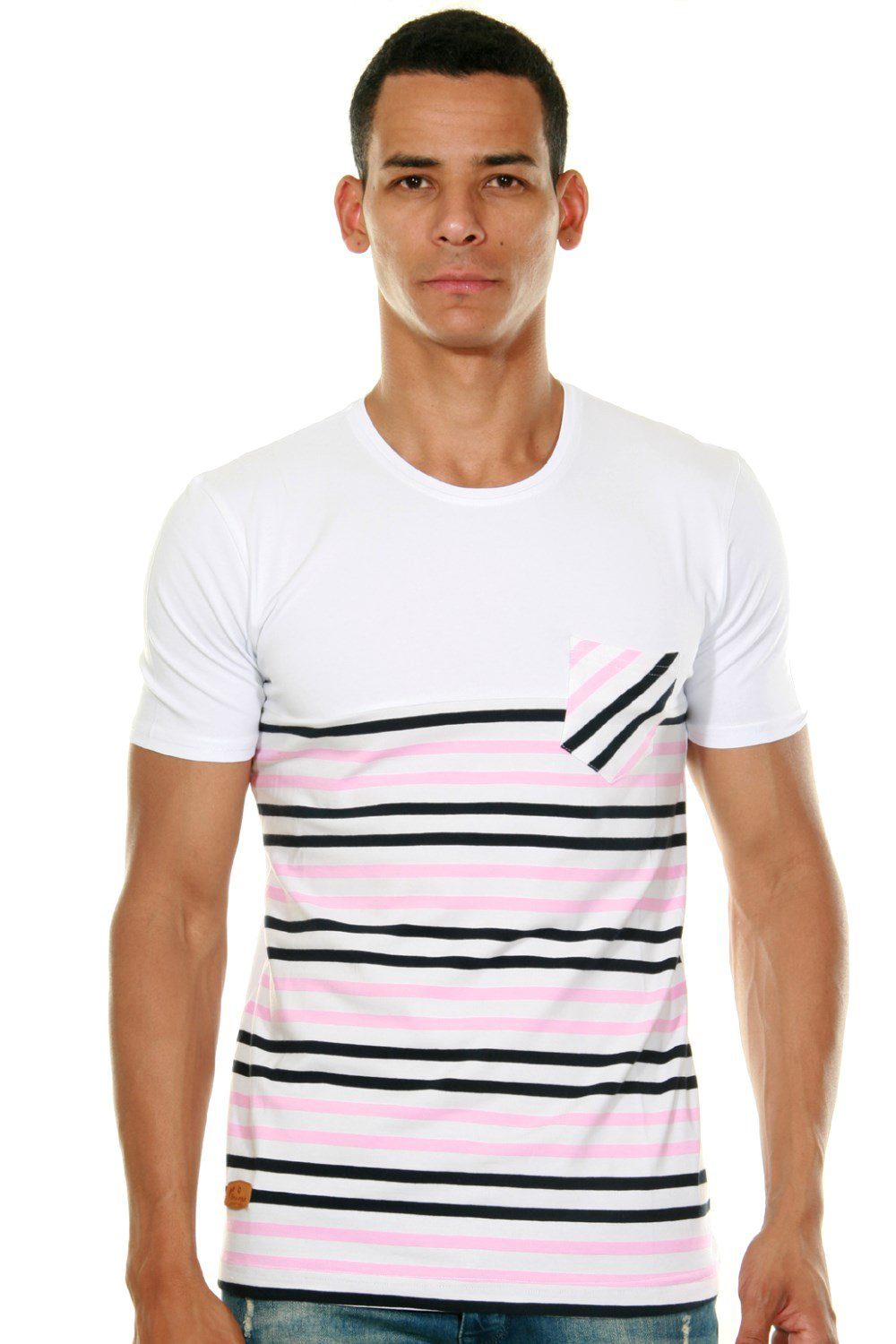 Rundhalsshirt FIOCEO rosa/weiss