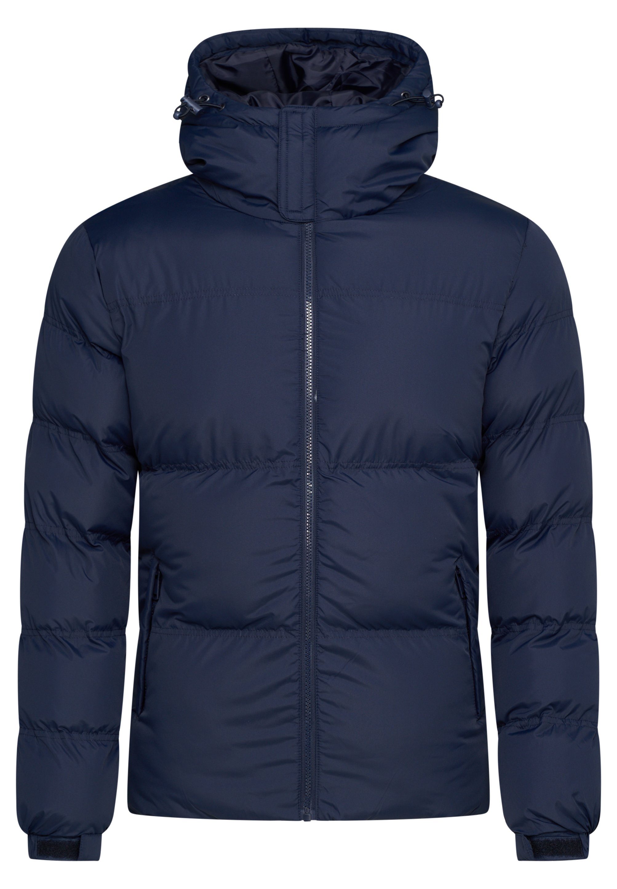 warme S2LEKNES Winterjacke Jacke mit Navy SOULSTAR Puffer Steppjacke Kapuze