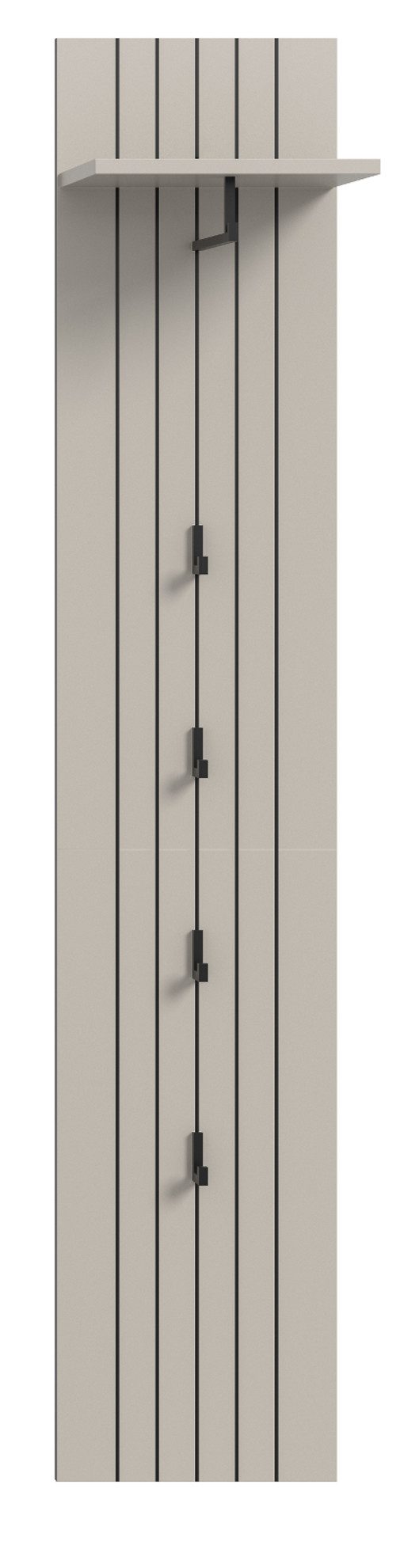 Inn.Furn Garderobenpaneel Loreno (Wandgarderobe in Kaschmir / Sand, Rillenoptik, 31 x 160 cm), mit Kleiderstange