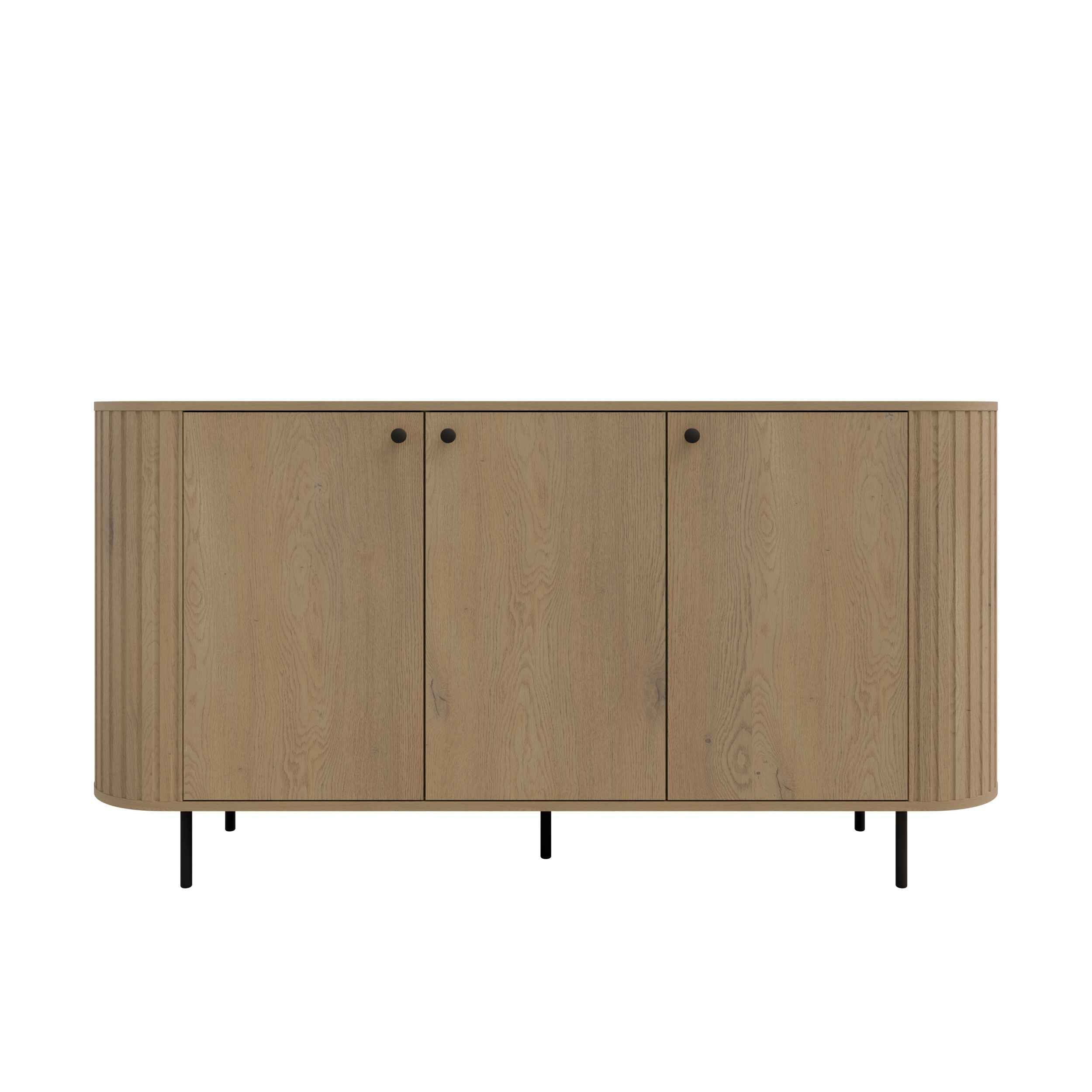 Masseno Kommode BOLLA 164,6 cm Sideboard mit 3 Türen Eichefarben