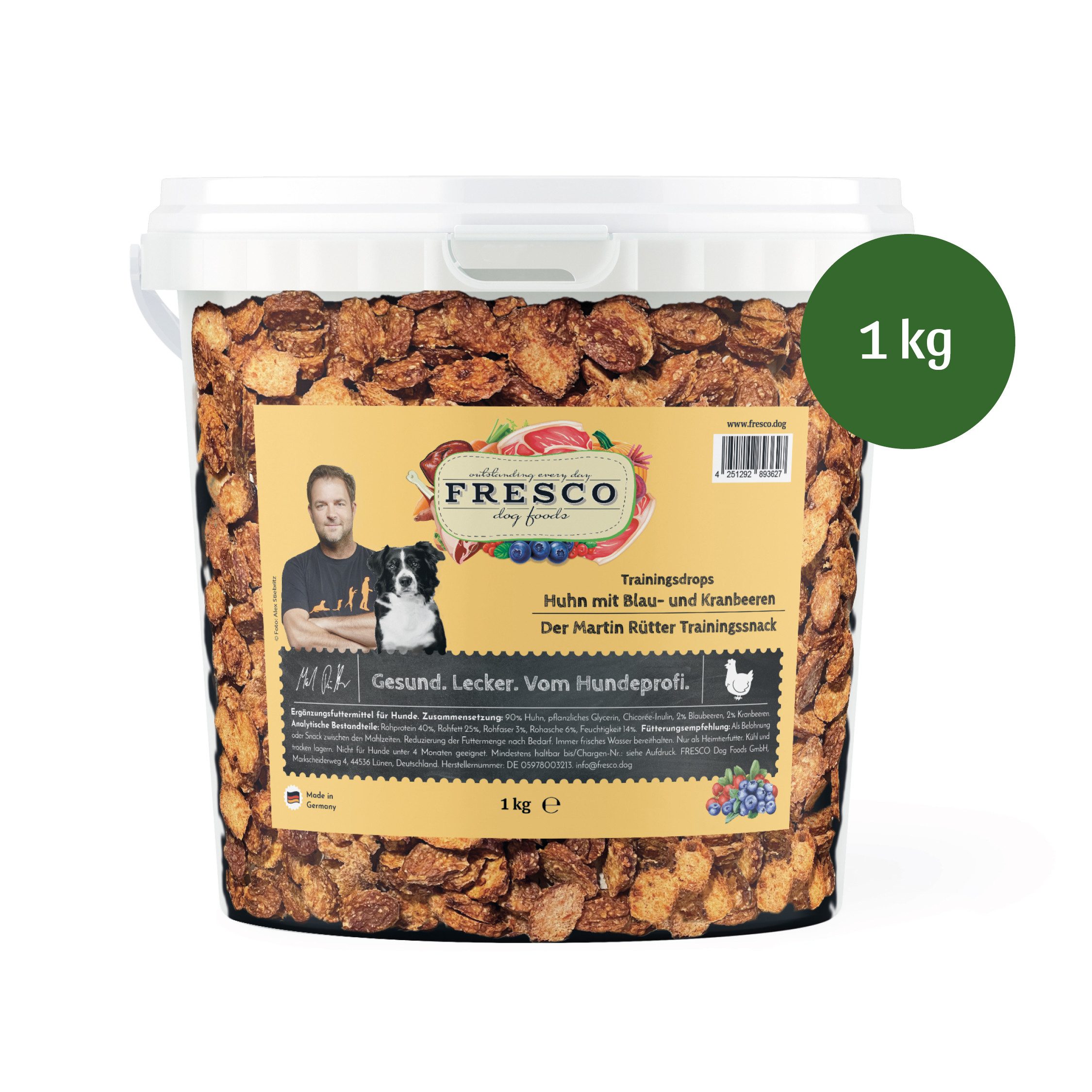 Fresco Dog Martin Rütter Trainingsdrops 1kg Hundeleckerli, Huhn, Snack für: Hunde, Getreidefrei, zuckerfrei & hoher Fleischanteil