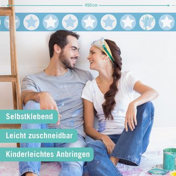 lovely label Bordüre Sterne grau/blau - Wanddeko Kinderzimmer, selbstklebend