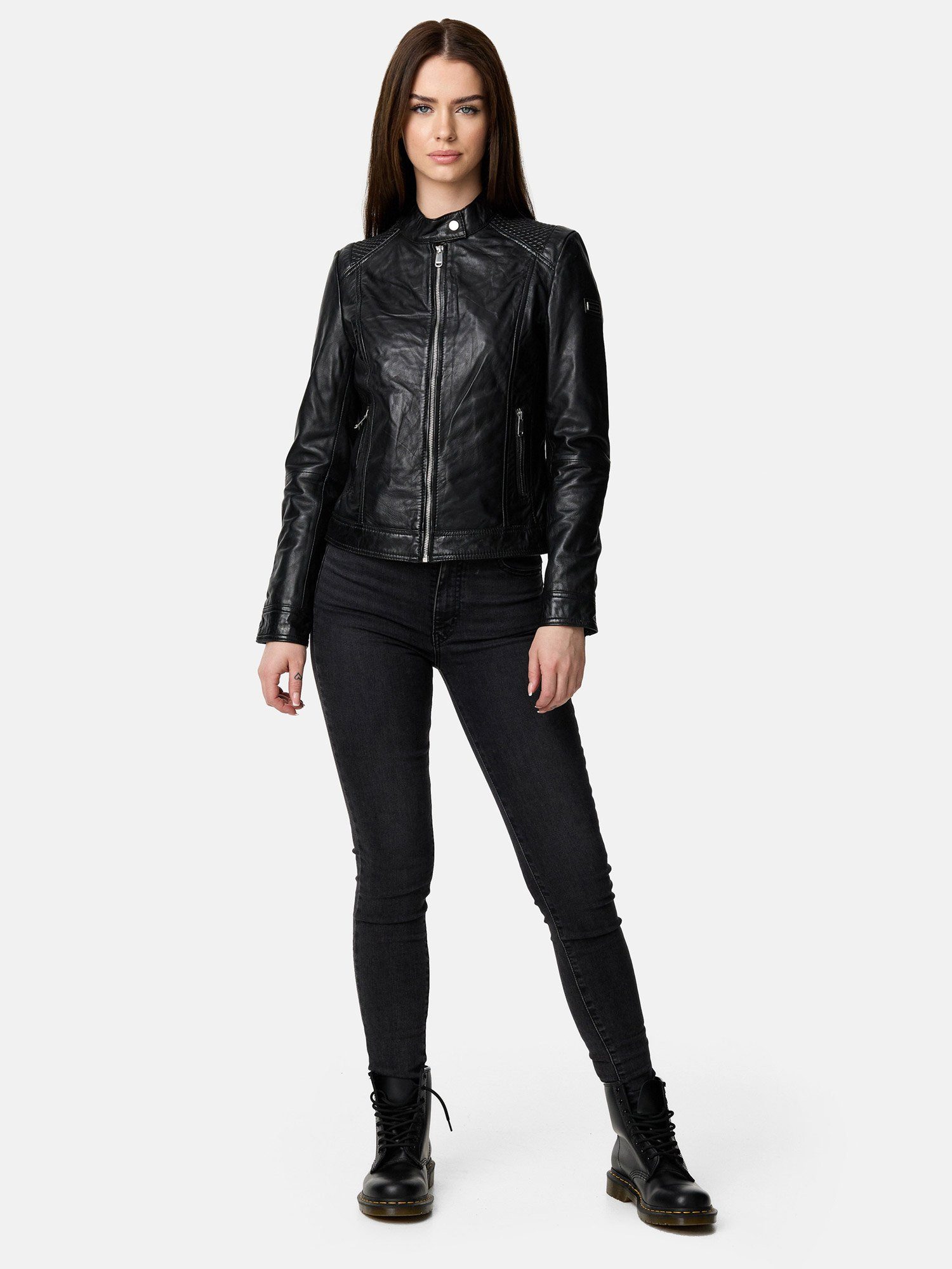 Tazzio Lederjacke F520 moderne & zeitlose Damen Jacke im Biker Look günstig online kaufen