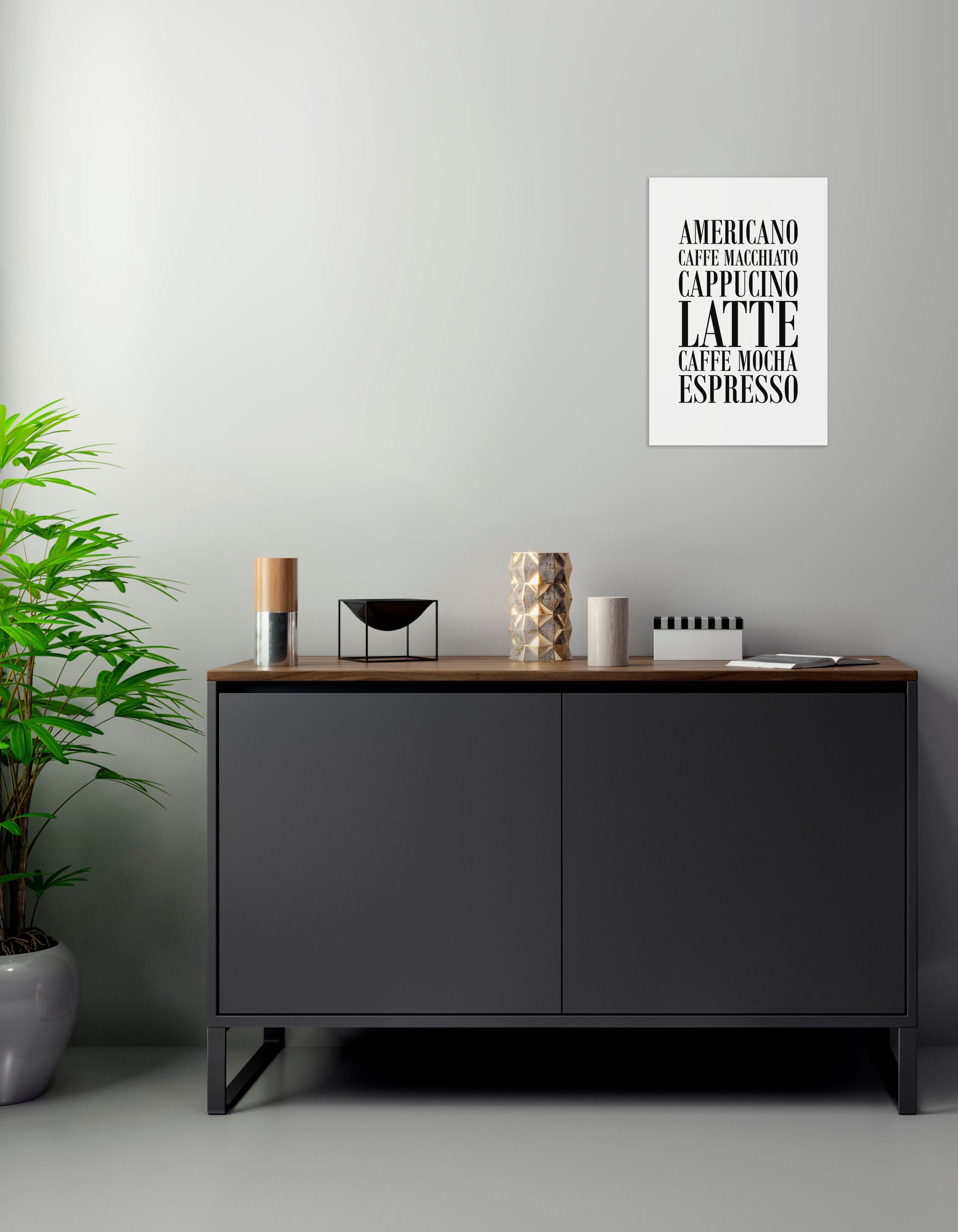 queence Wanddekoobjekt Kaffee, Cappucino, Expresso ..., Stahlschild, Blechschild, Spruch, Witzig, Wanddeko, retro, 20x30cm