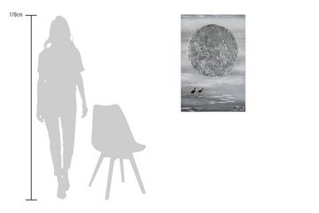 KUNSTLOFT Gemälde Silver Moon 60x90 cm, Leinwandbild 100% HANDGEMALT Wandbild Wohnzimmer
