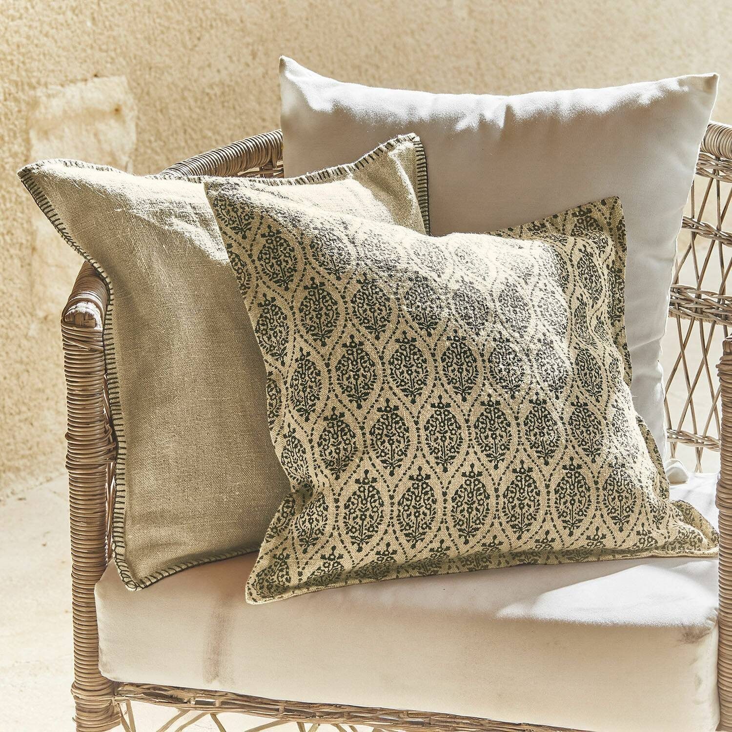 Mirabeau Kissenhülle Kissenhülle 2er Set Ysolde beige/schwarz günstig online kaufen