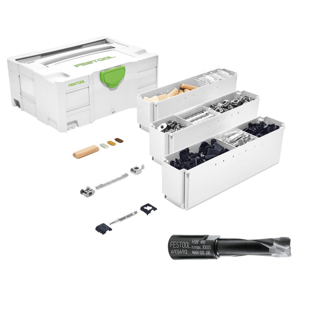 FESTOOL Fräser-Set Domino Verbinder Sortiment KV-SYS D8 für Dübelfräsen (203170)