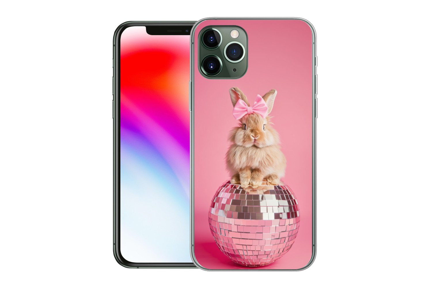 MuchoWow Handyhülle für Apple iPhone 11 Pro Schleife - Discoball - Kaninchen, Smartphone-Bumper, Print, Handy Schutzhülle Dünn
