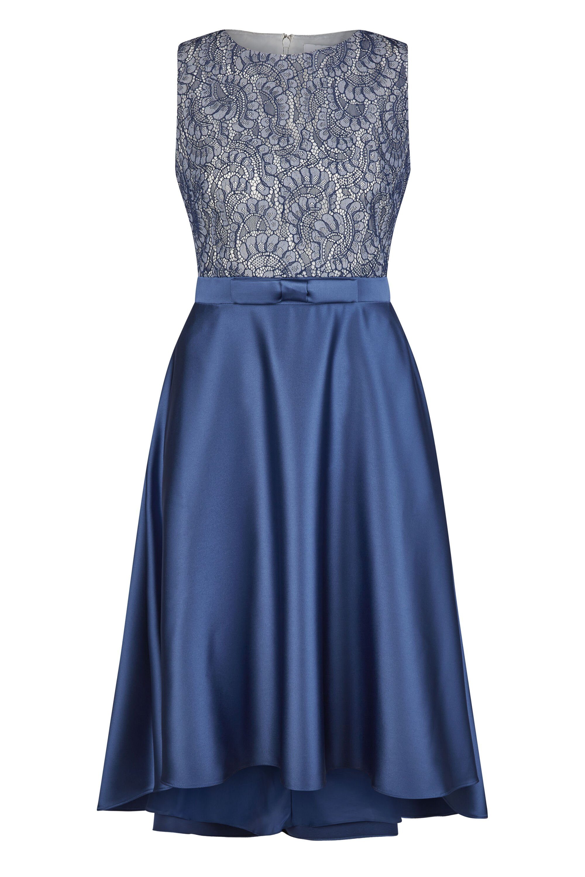 Kleo Abendkleid mit High-Low-Rock aus blue nautical Satin