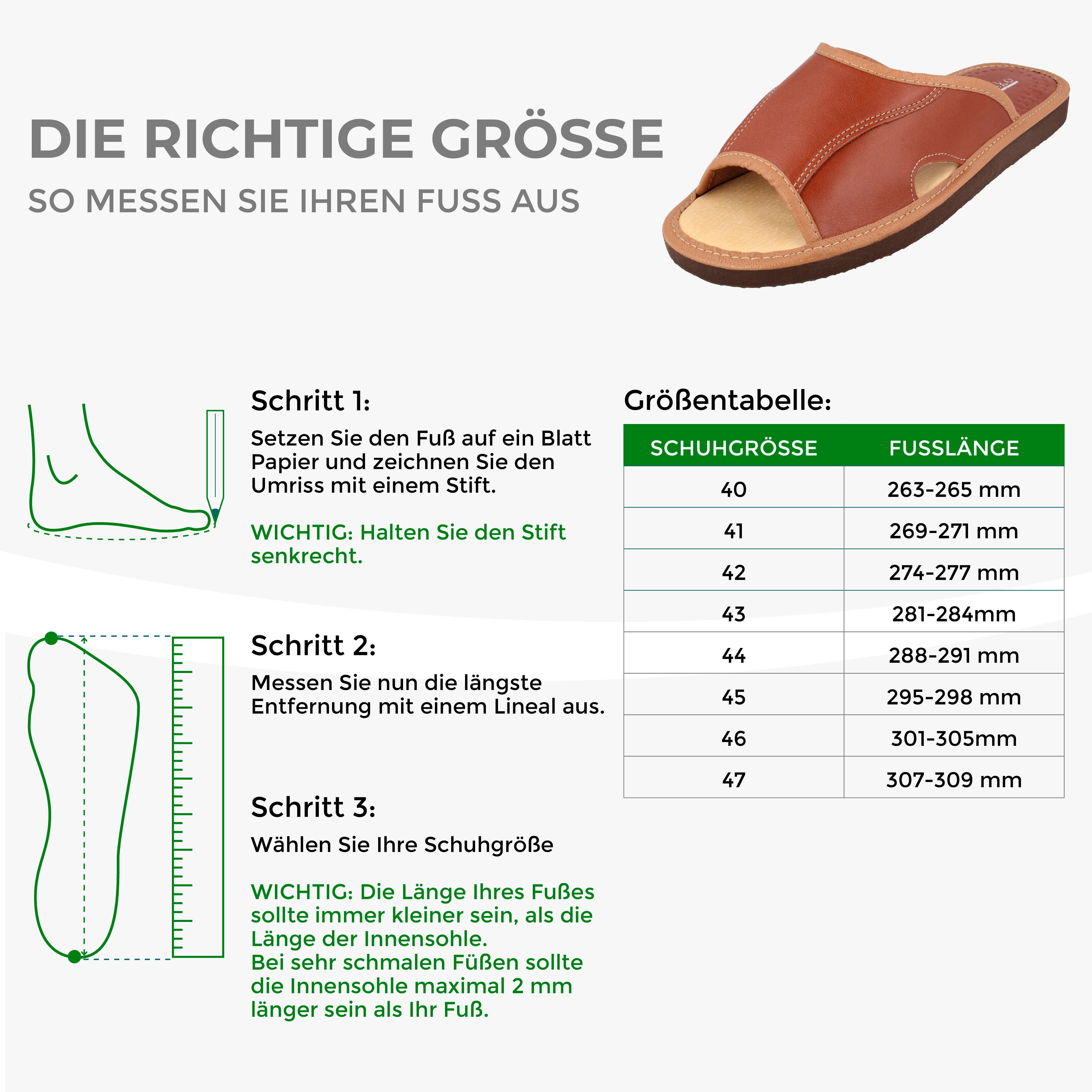 filsko Bleik offene Leder Herren Hausschuh Premium EVA-Sohle