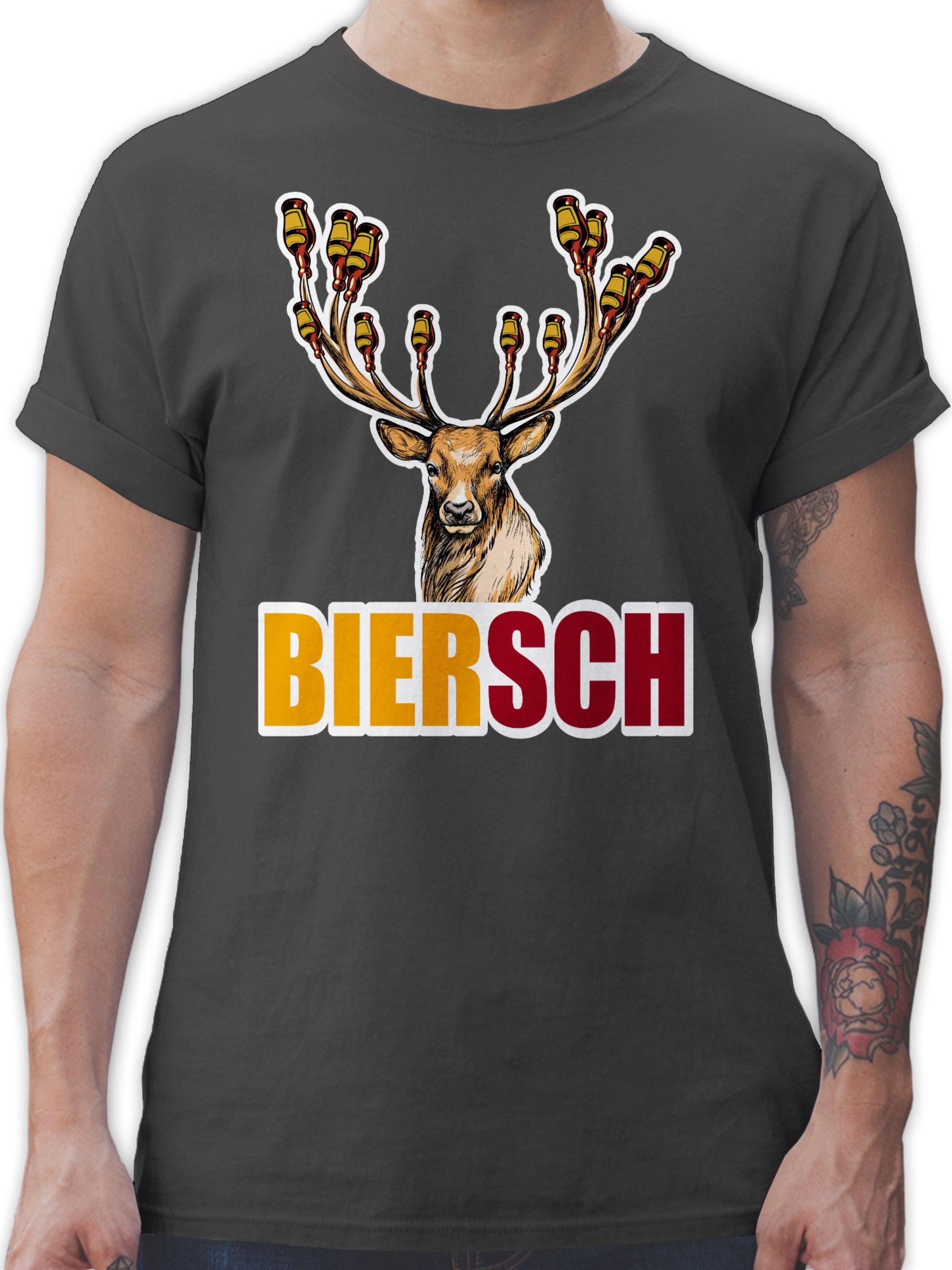 Shirtracer T-Shirt Biersch - Bier und Hirsch Mode für Oktoberfest Herren 02 Dunkelgrau
