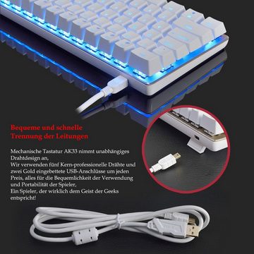 Welikera Mechanische Gaming-Tastatur AK33 mit USB-Anschluss,LED Beleuchtung Gaming-Tastatur