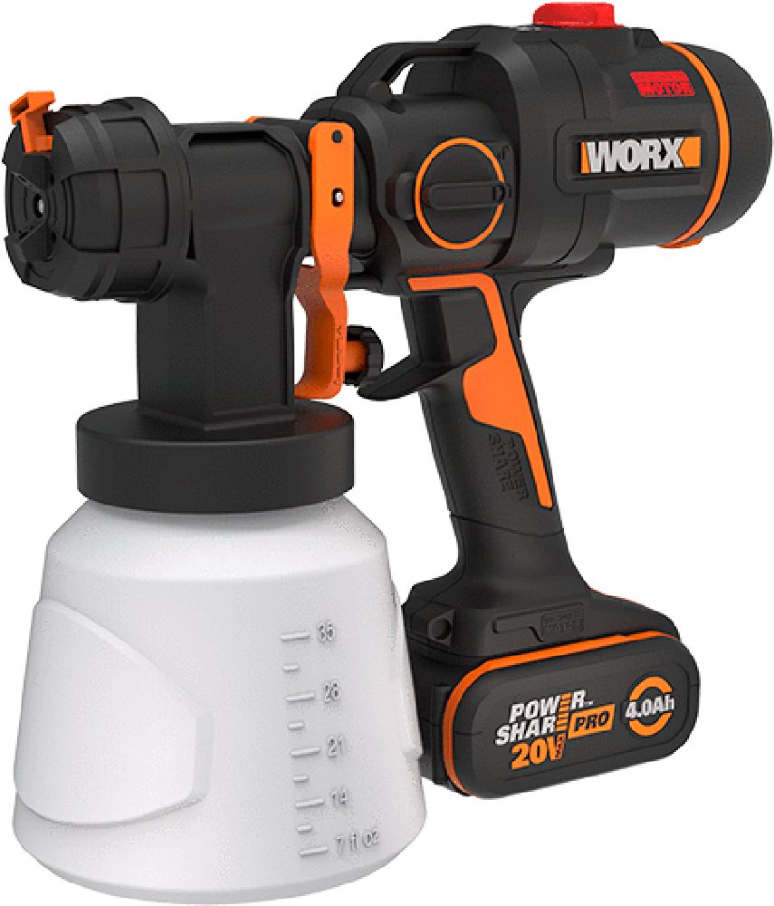 Worx Farbsprühgerät WX020 NITRO, 3 Sprühform & 4 Düsengrößen, inkl. Akku & Schnellladegerät
