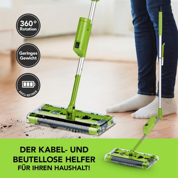 Swivel Sweeper Akkubesen G2 kabellos und wiederaufladbar limegreen 7,2V 15W, 15,00 W, Reinigungskamm, 360° Rotation Ellenbogengelenk Besen Schmutz sammelt sich im Behälter