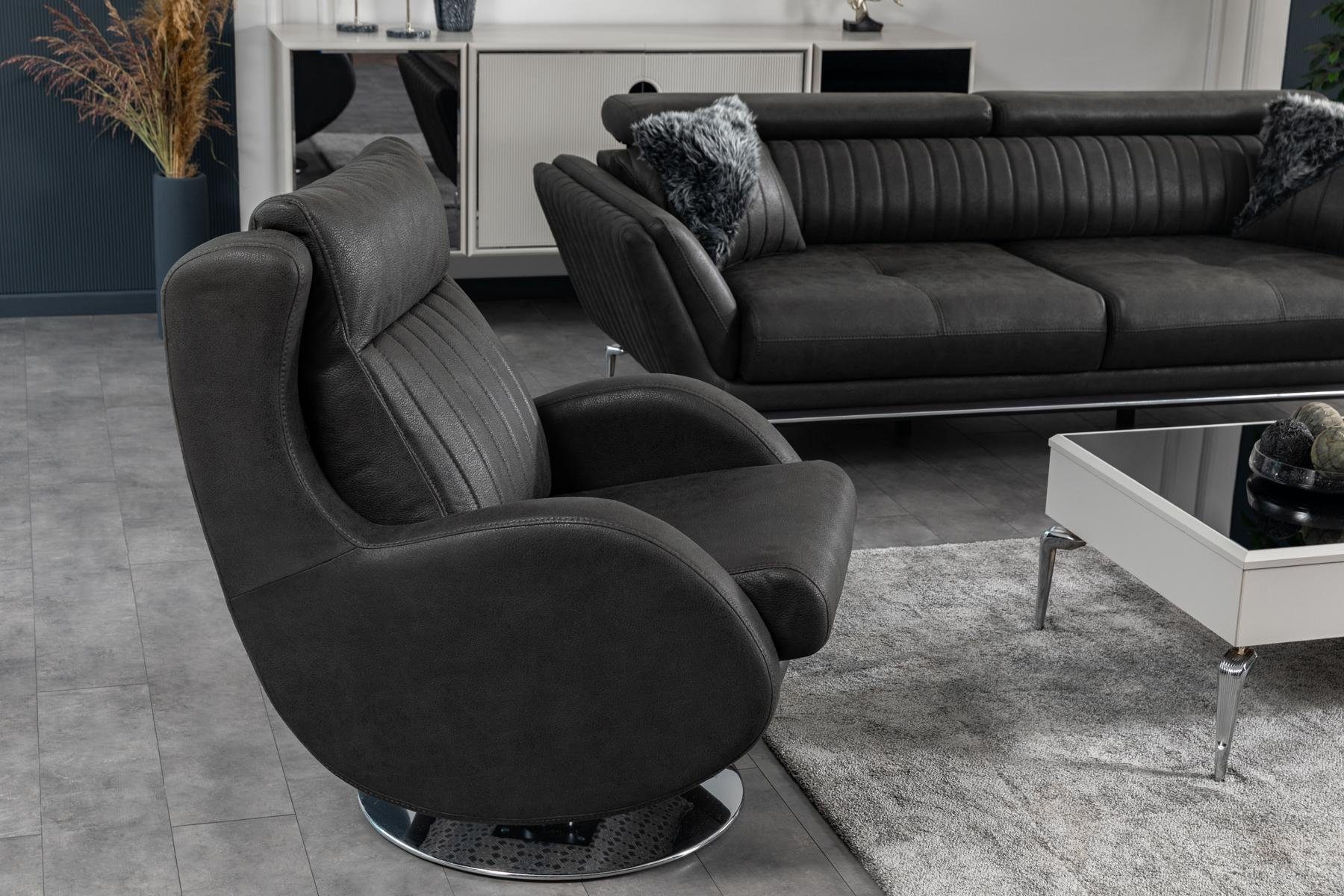 JVmoebel Wohnzimmer-Set Luxus Mit Set Couch (3-St., + 3 neu, Sessel + Wohnzimmer Couchtisch), 31 Bettfunktion Nur Sitzer Couchtisch