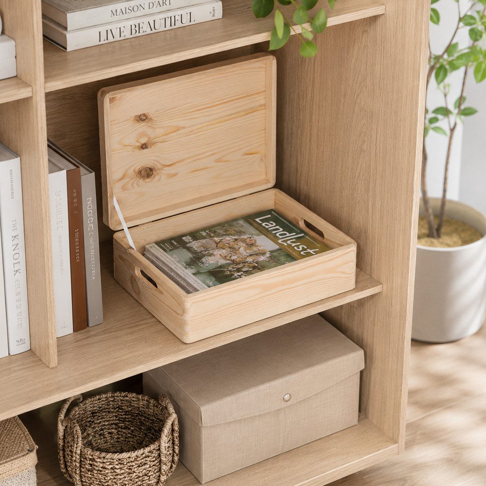 KESPER® Organizer Aufbewahrungskiste, Kiefer, FSC (1 St), mit Klapttdeckel