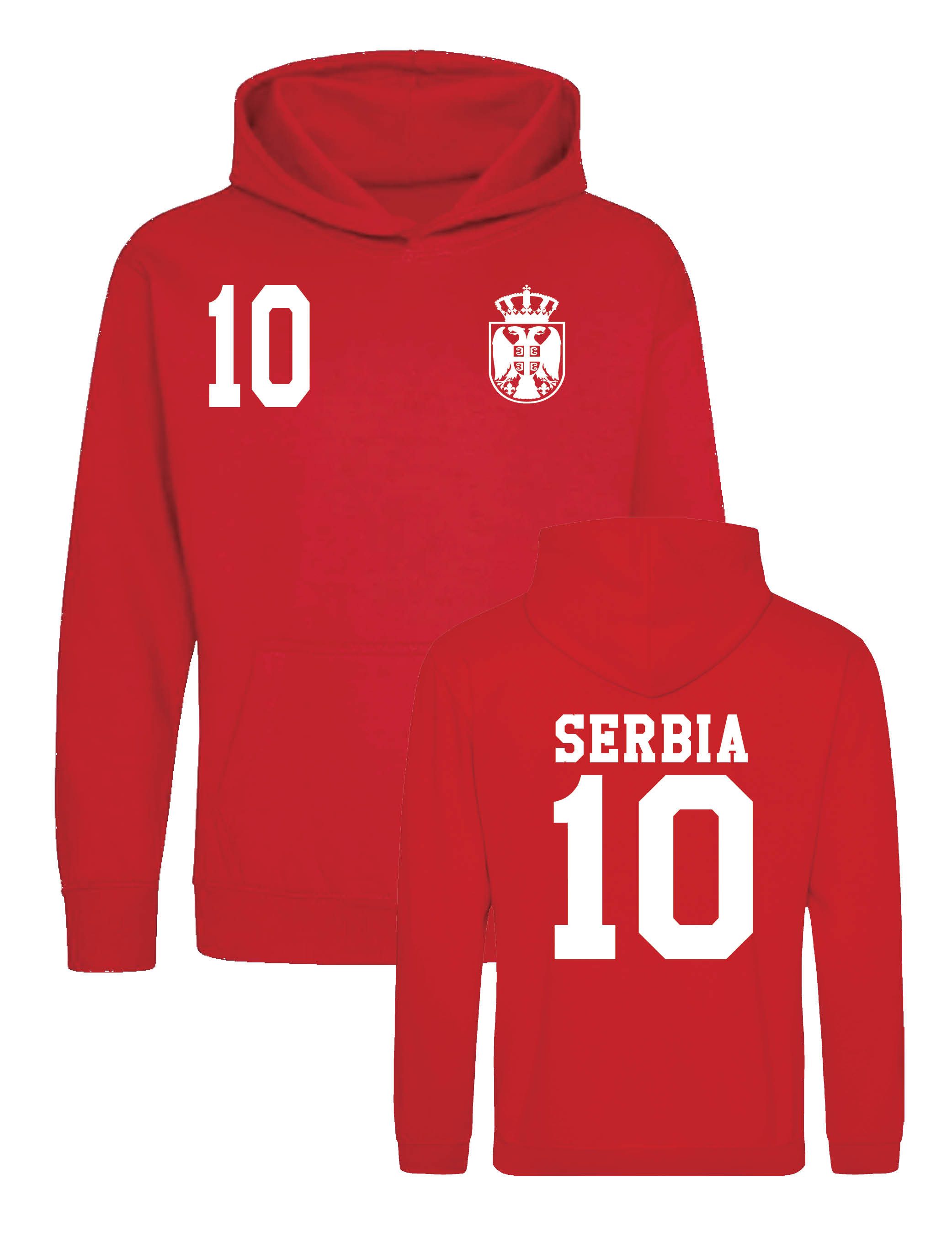 Kapuzenpullover Kinder Hoodie Pullover "Serbia" Aufdruck Fußball Jungen und Mädchen