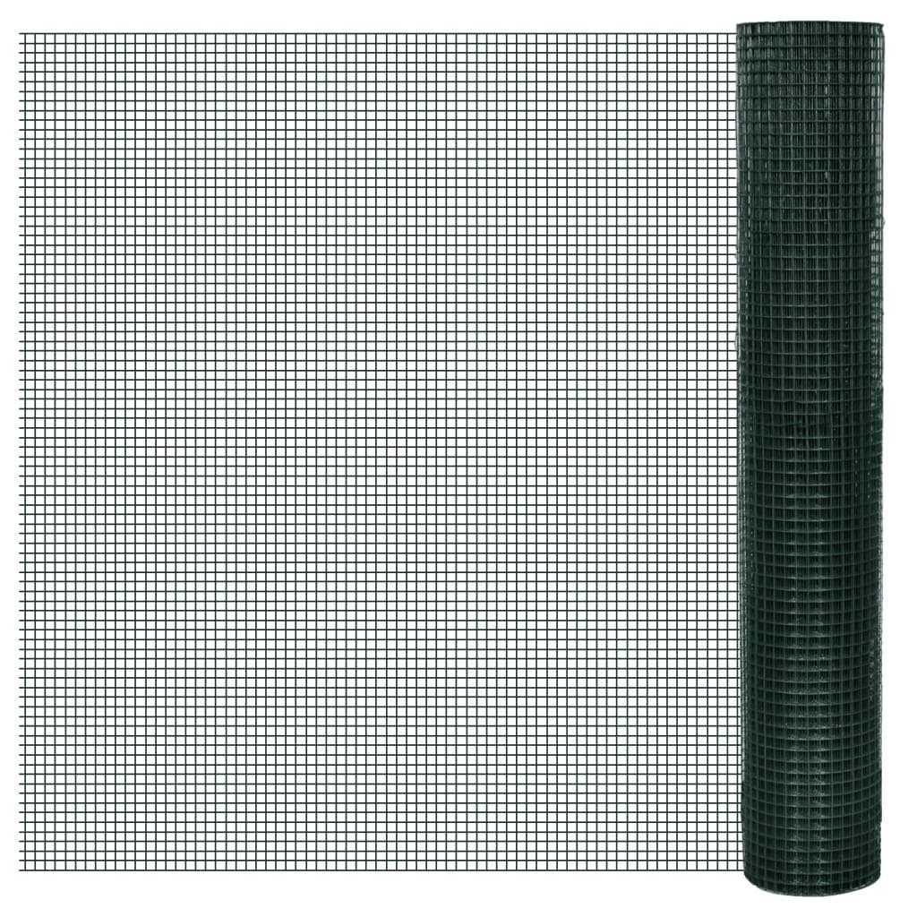 vidaXL Gartenzaun Drahtzaun für Hühner Verzinkt mit PVC-Beschichtung 25x1 m Grün, (1-St)