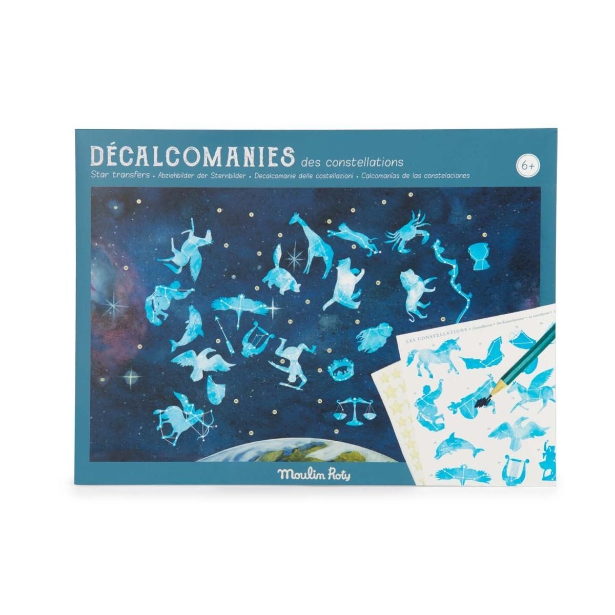 Moulin Roty Kreativset Himmelskarte mit Rubbelbildern Kreativset für kreative Kinder, Kreativset