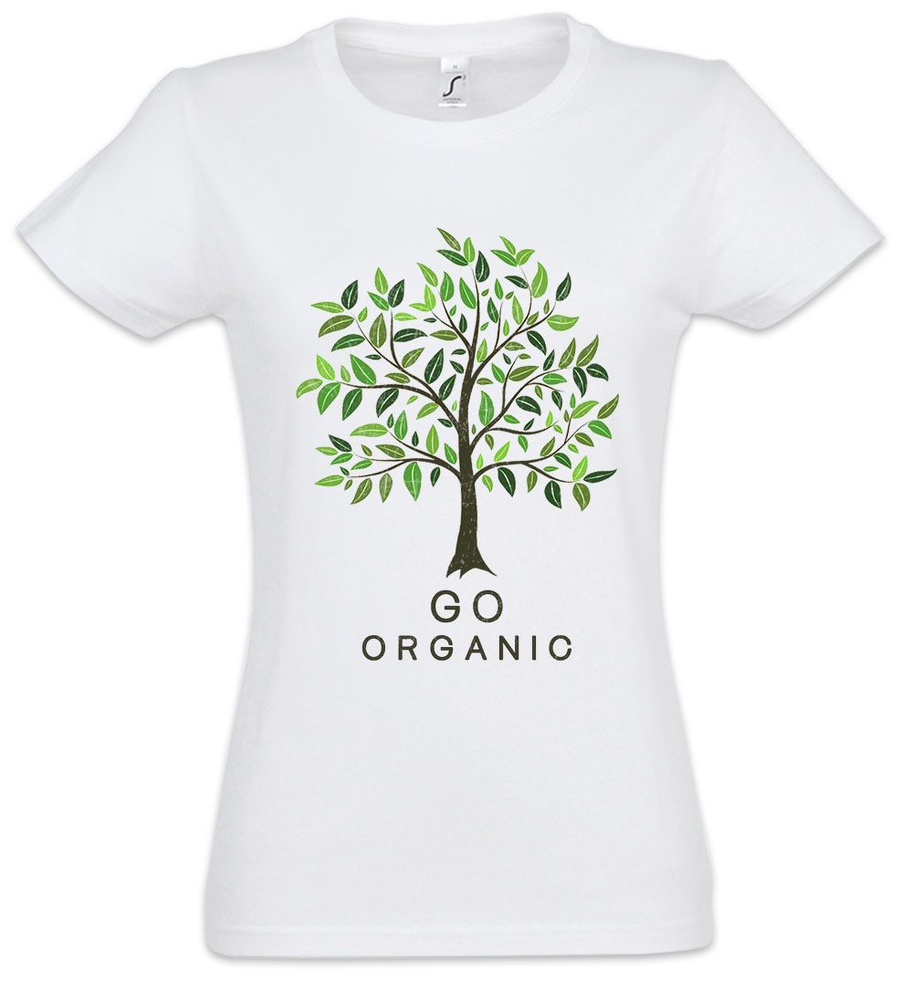 Urban Backwoods Print-Shirt Go Organic Tree Damen T-Shirt Bio Vegan Vegetarier Organisch (1-tlg) Speziesismus Demeter Bauer Öko