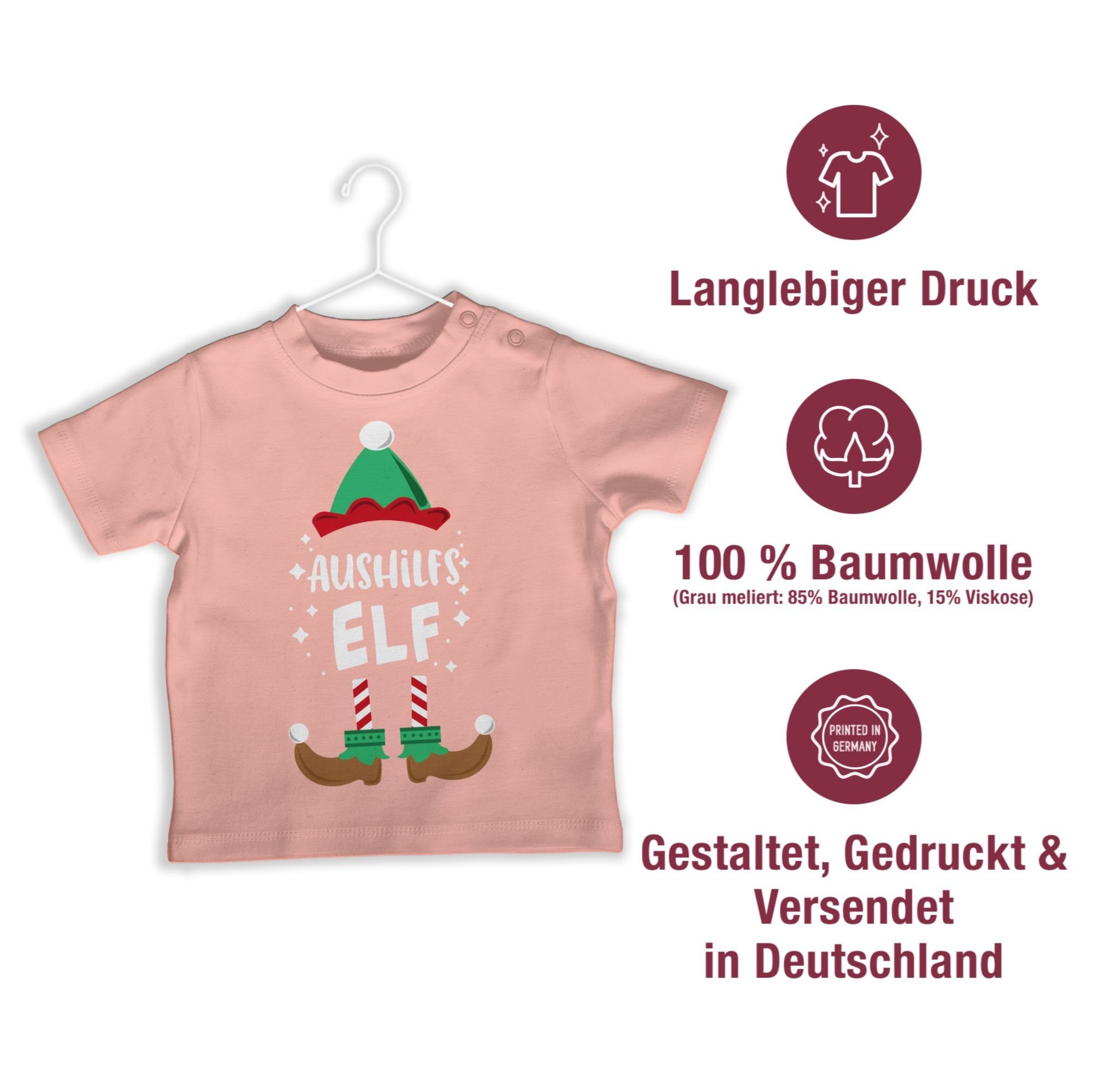 Weihnachten Shirtracer Weihnachten 2 T-Shirt Baby Aushilfs-Elf Babyrosa Kleidung