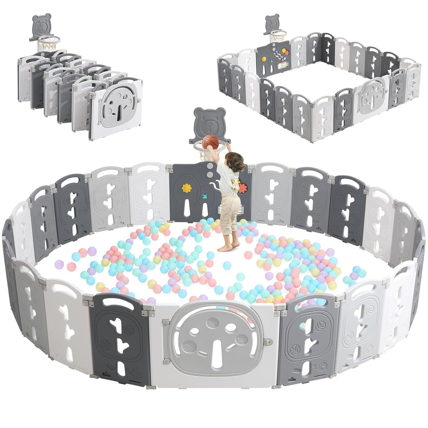 ToteBox Laufstall Faltbar Laufgitter Baby Mit Basketballkorb Mit Tür und Sp günstig online kaufen