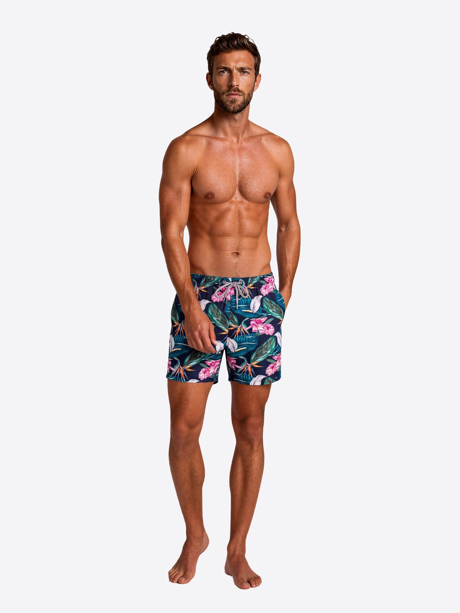 Bondi Joe Badeshorts Premium Badehose Roscoe Green ohne Netz Boardshorts schnelltrocknend
