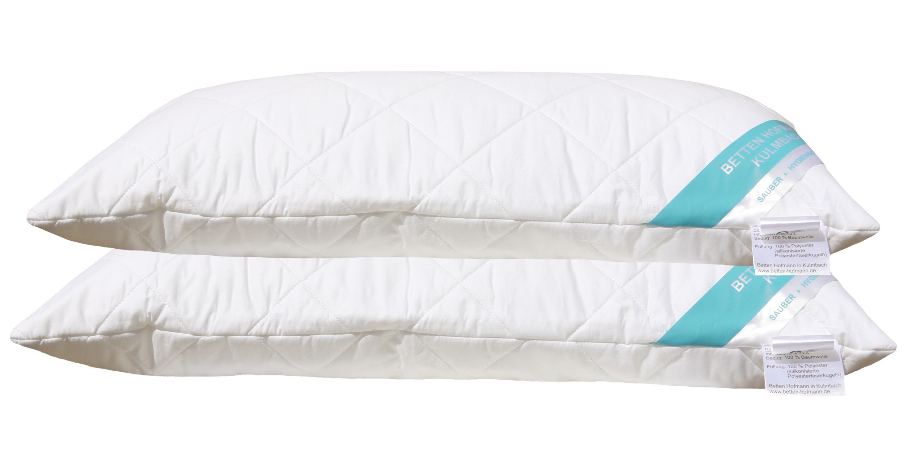 Betten Hofmann Kopfkissen 2 Stück Betten Hofmann Faserkissen 40x80 cm prall, mit Reißverschluss, Füllung: 100% Hohlfaserkugel, Bezug: 100% Baumwolle, Dank individueller Anpassung für alle Schlafpositionen geeignet, 2-tlg., widerstandsfähig, pflegeleicht, made in Germany