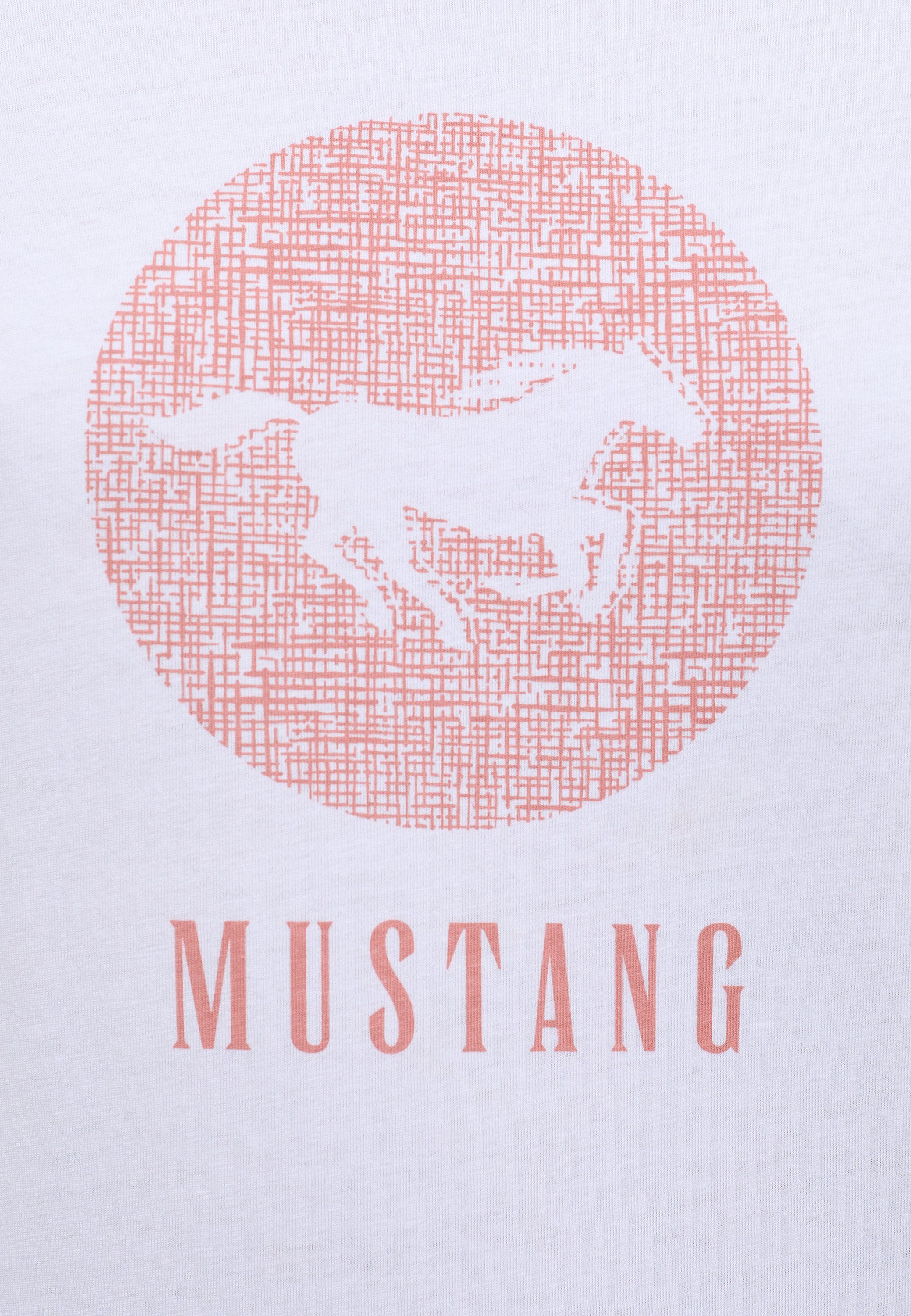 Bestellen Sie Artikel im Ausland! MUSTANG Kurzarmshirt Mustang weiß T-Shirt Print-Shirt