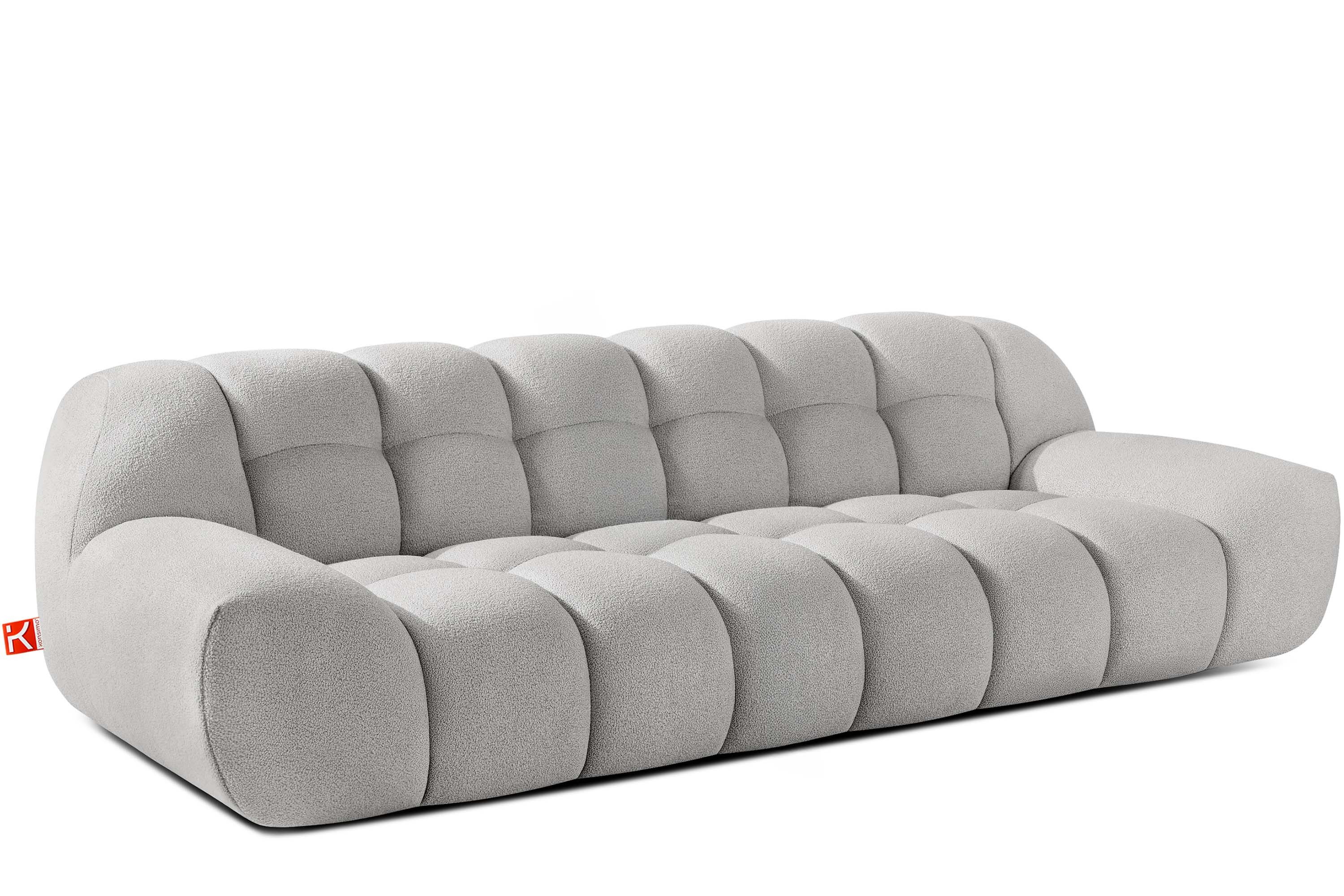 KONSIMO® 3-Sitzer VENA Einzelsofa, Japandi-Stil, Premiumqualität aus EU, 254 cm x 72 cm x 100 cm, 3-Sitzer Sofa, handgefertigter Bubble-Effekt, organische Form, Bouclé