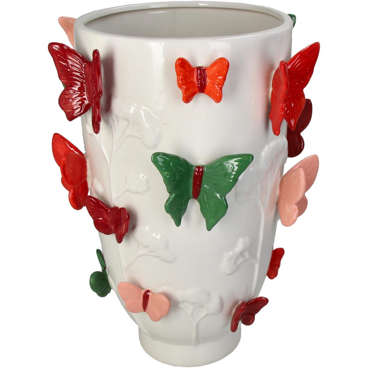 Kersten BV Dekovase Weißes Schmetterlings-Paradies (1 St), 24.5 x 24.5 x 34 cm