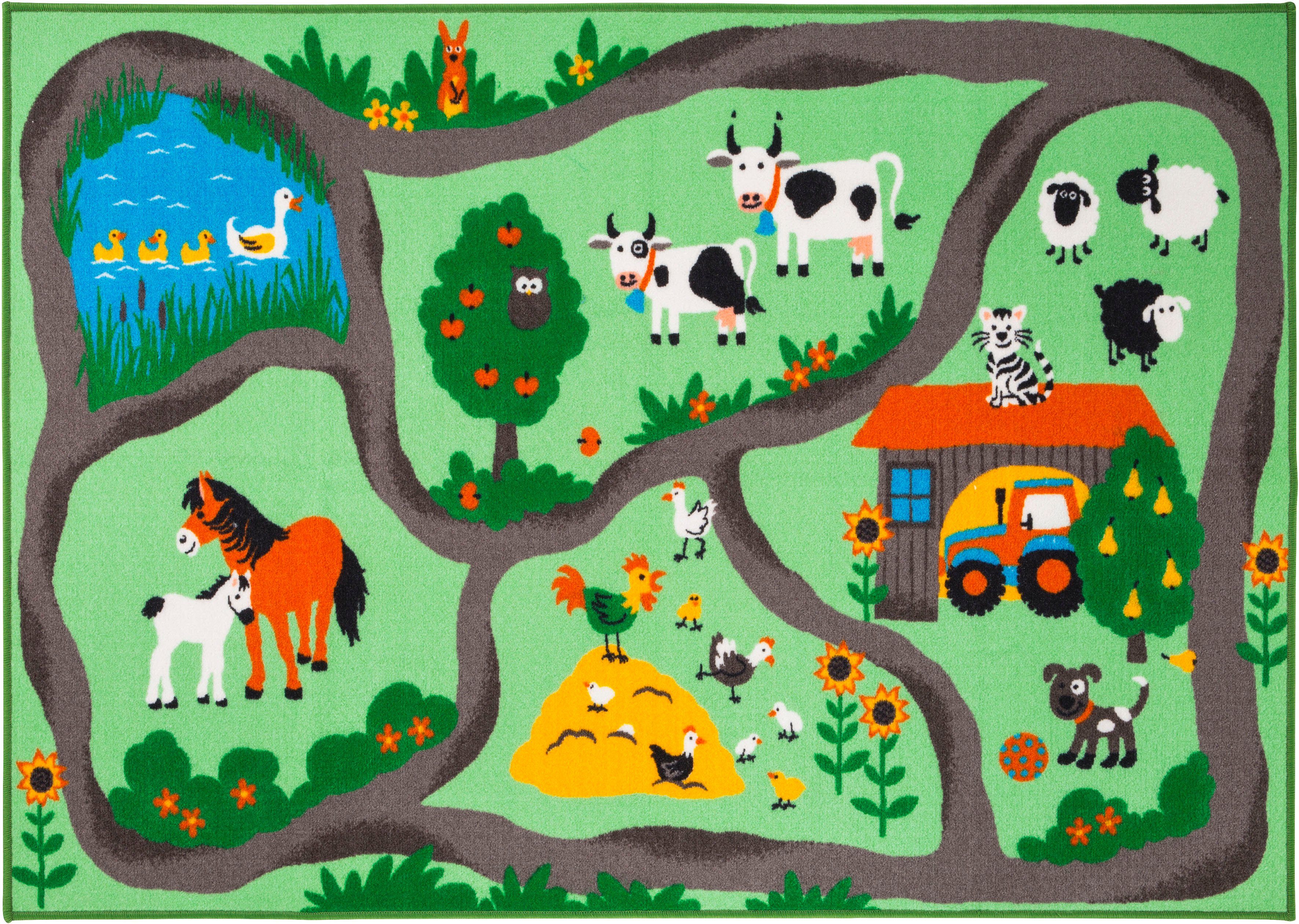 Andiamo Kinderteppich Farmstead, rechteckig, Höhe: 5 mm, Spiel- und Straßenteppich, Motiv Bauernhof, Kinderzimmer