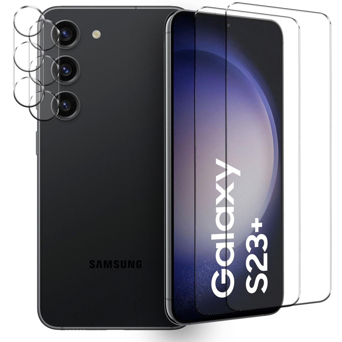 CoolGadget Schutzfolie Panzerfolie für Samsung Galaxy S23 Plus, (Spar-Set 4in1, 2x Displayschutz, 2x Kameraschutz), Panzerglas Schutzfolie für Samsung Galaxy S23 Plus Folie