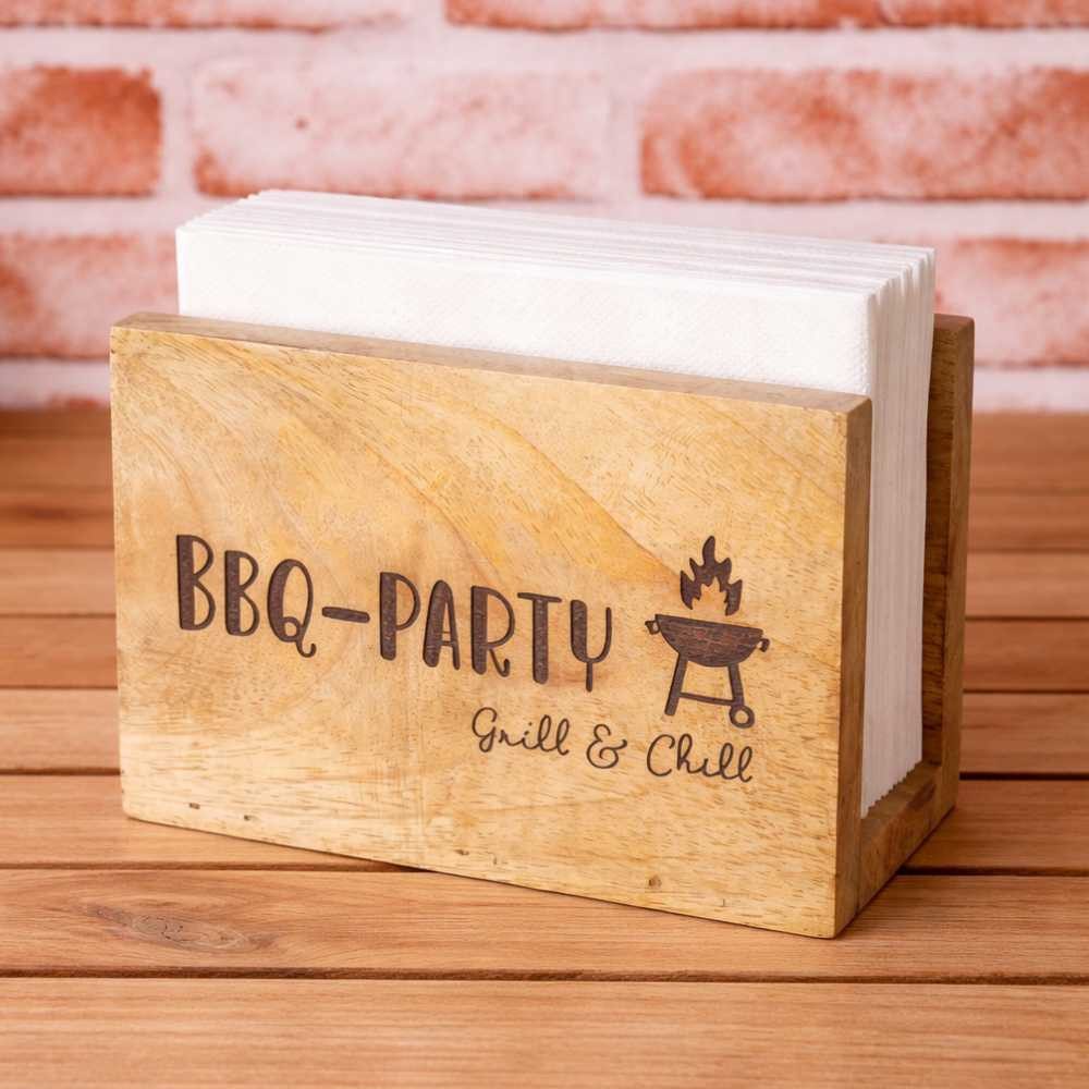 AltoBelli Serviettenhalter AltoBelli Serviettenhalter BBQ-PARTY Grill & Chill Holz 13x6 cm