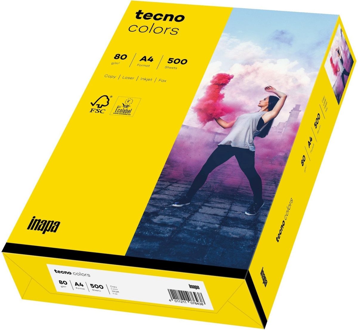 INAPA Kopierpapier Multifunktionspapier tecno colors A4 80g/qm VE=5x500 Blatt intensivgel