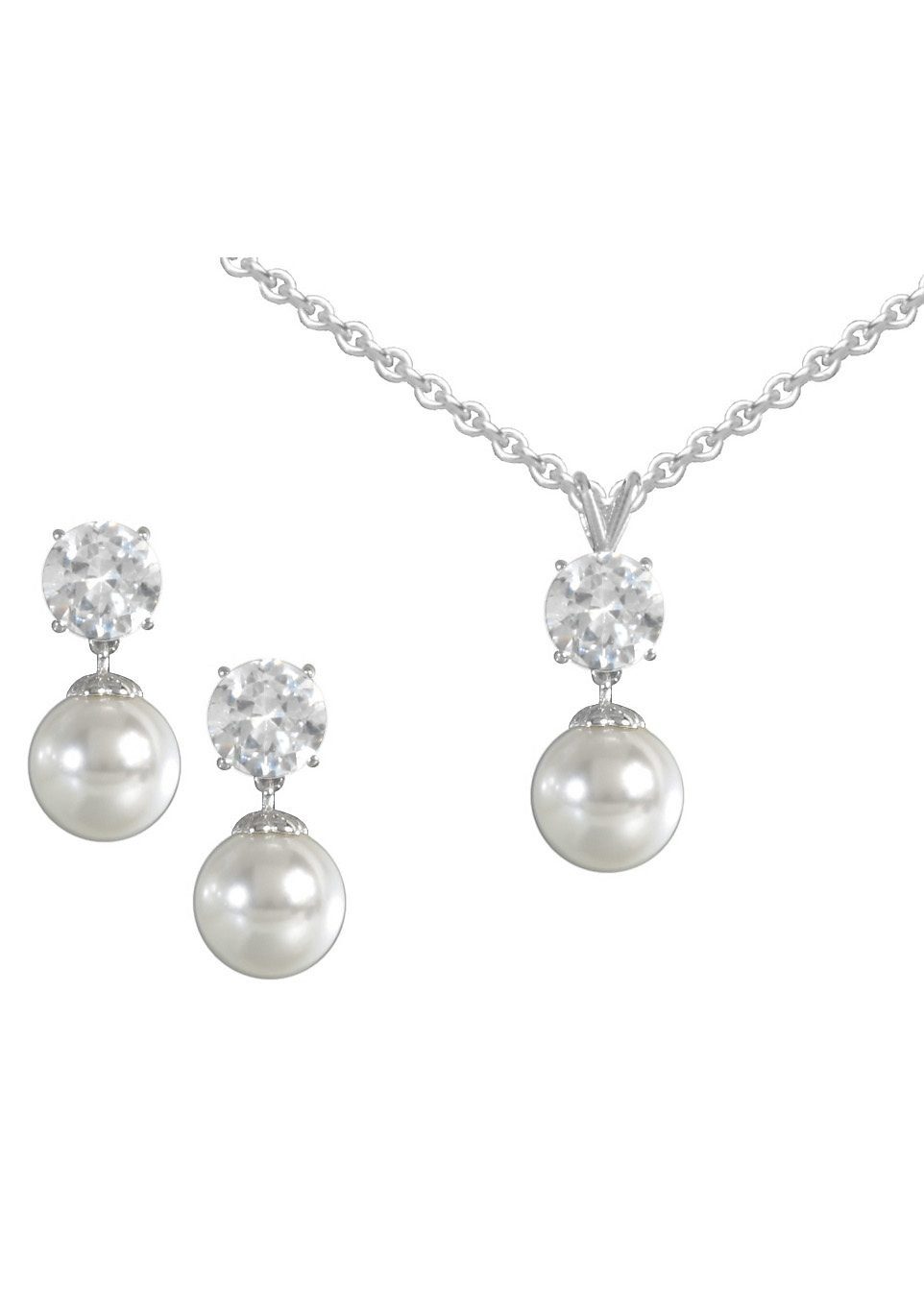 Schmuckset Multipack Schmuck Geschenk Perlenhalskette Perlenohrstecker Glitzer
