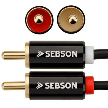 SEBSON Audio Kabel 1m - Klinke 3,5mm auf 2 Cinch Stecker - RCA zu Jack Optisches-Kabel, (100 cm)