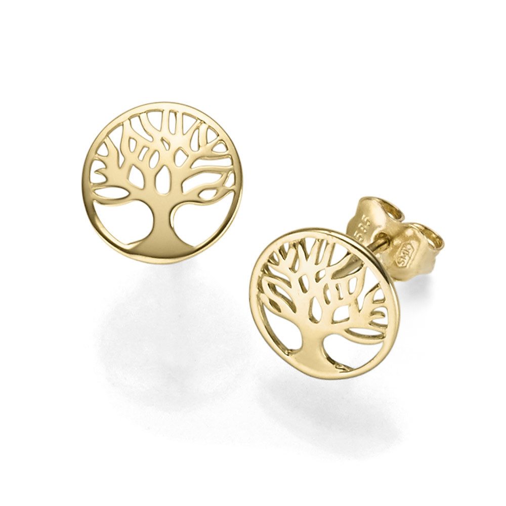 Schmuck Krone Paar Ohrstecker Lebensbaum Ohrstecker 10mm, 585 Gelbgold, Gol günstig online kaufen