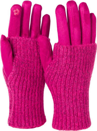 styleBREAKER Strickhandschuhe Touchscreen Stoff Handschuhe mit abnehmbarer Strick Manschette