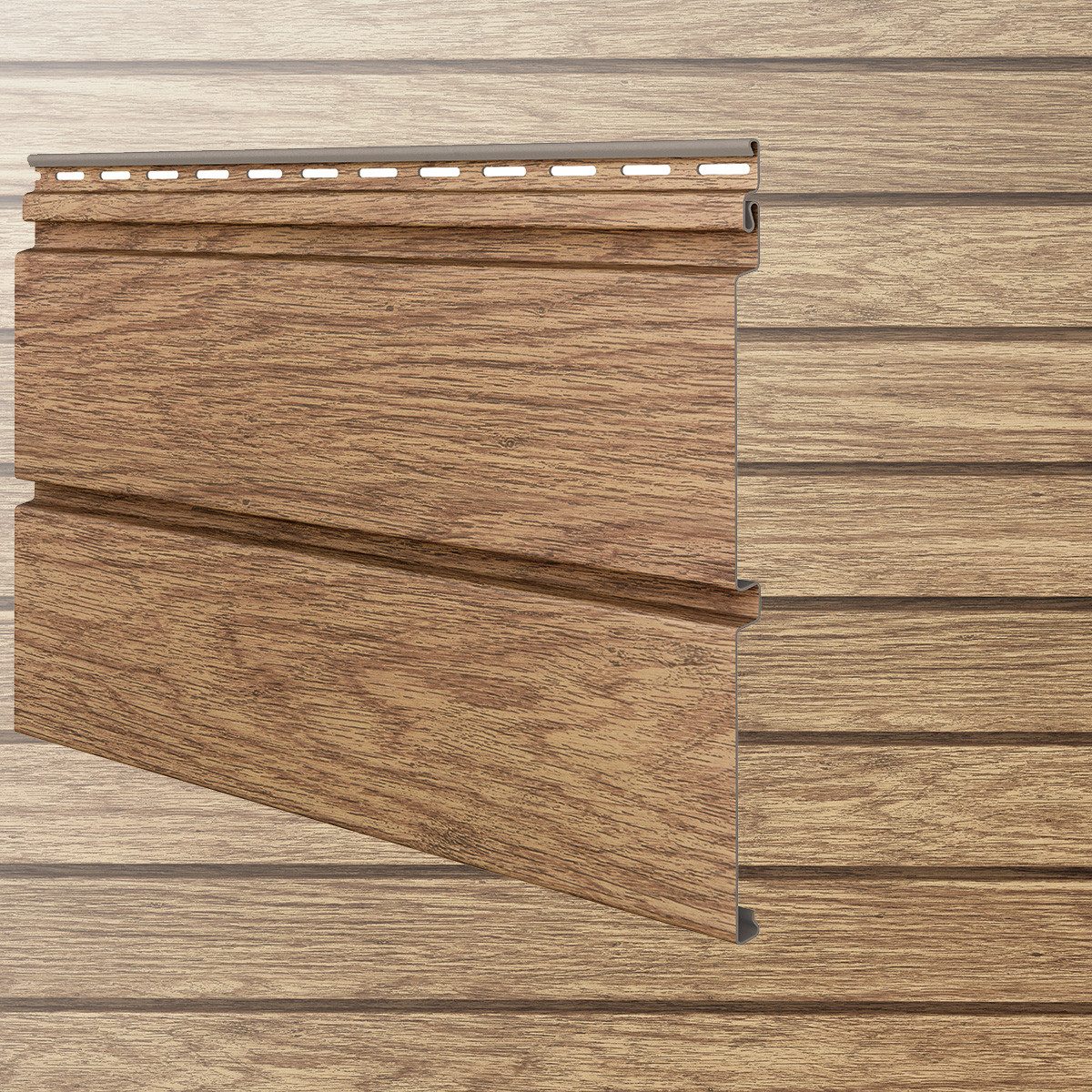 Vox Verkleidungspaneel Canadian Siding MAX3 Rundprofil 2-Brett 3,85m St. 0,9625qm honey oak, BxL: 18,50x385,00 cm, 1,1 qm, (Stückweise 1 Paneel, 1,10 qm) Besonders schlagfest MAX3, pflegeleicht, abwaschbar, Leichtgewicht