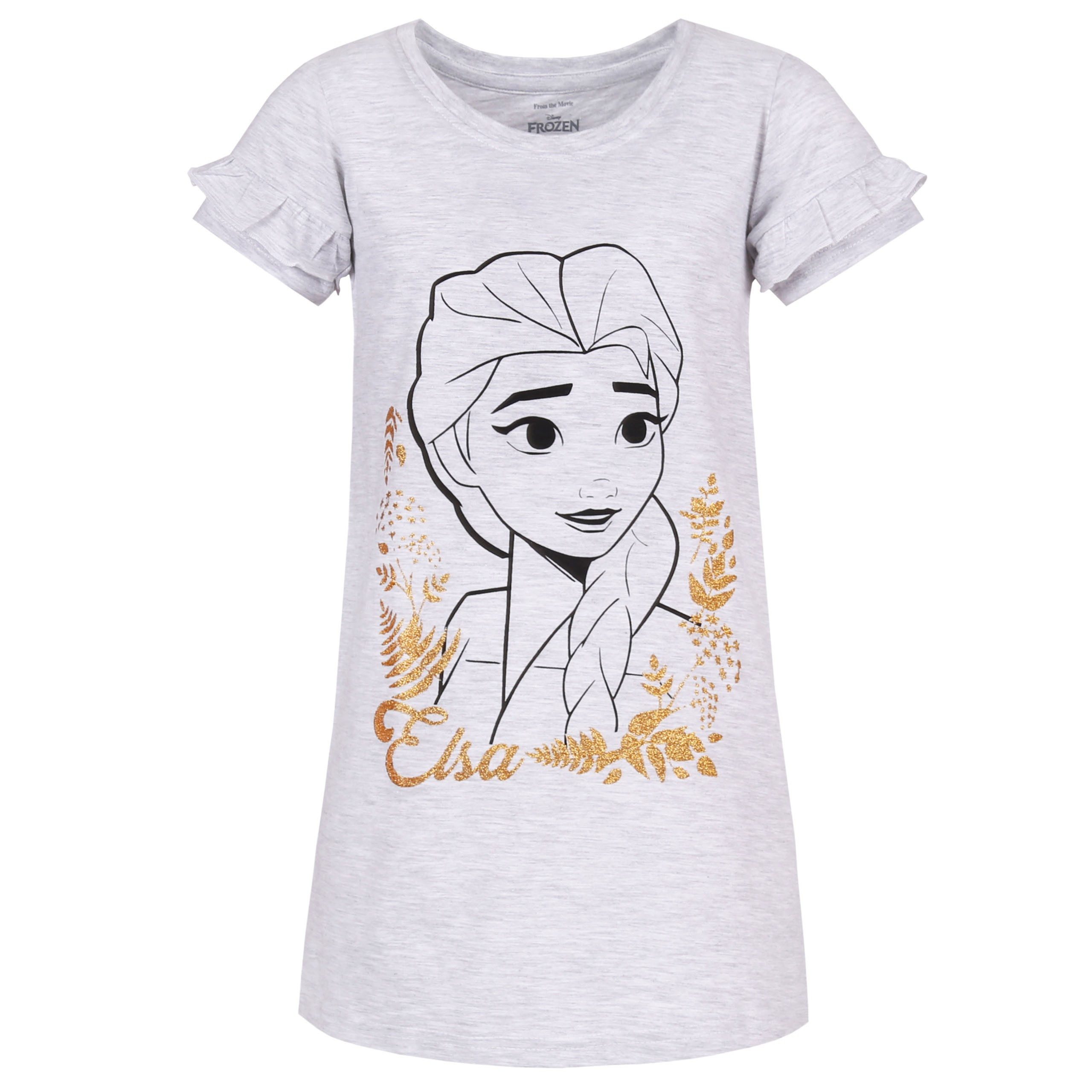Schlafanzug Frozen Nachthemd 100% Baumwolle, kurzarm, für Mädchen zum Schlafen
