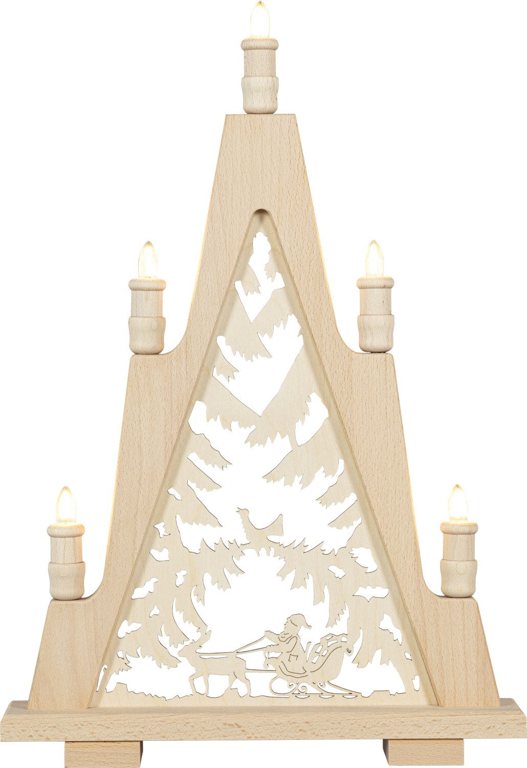 SAICO Original LED Lichterbogen Lichterspitze, Weihnachtsmann-Schlittenfahrt, Premium LED-Beleuchtung, warmweiß, BxHxT: 35x51,5x6 cm