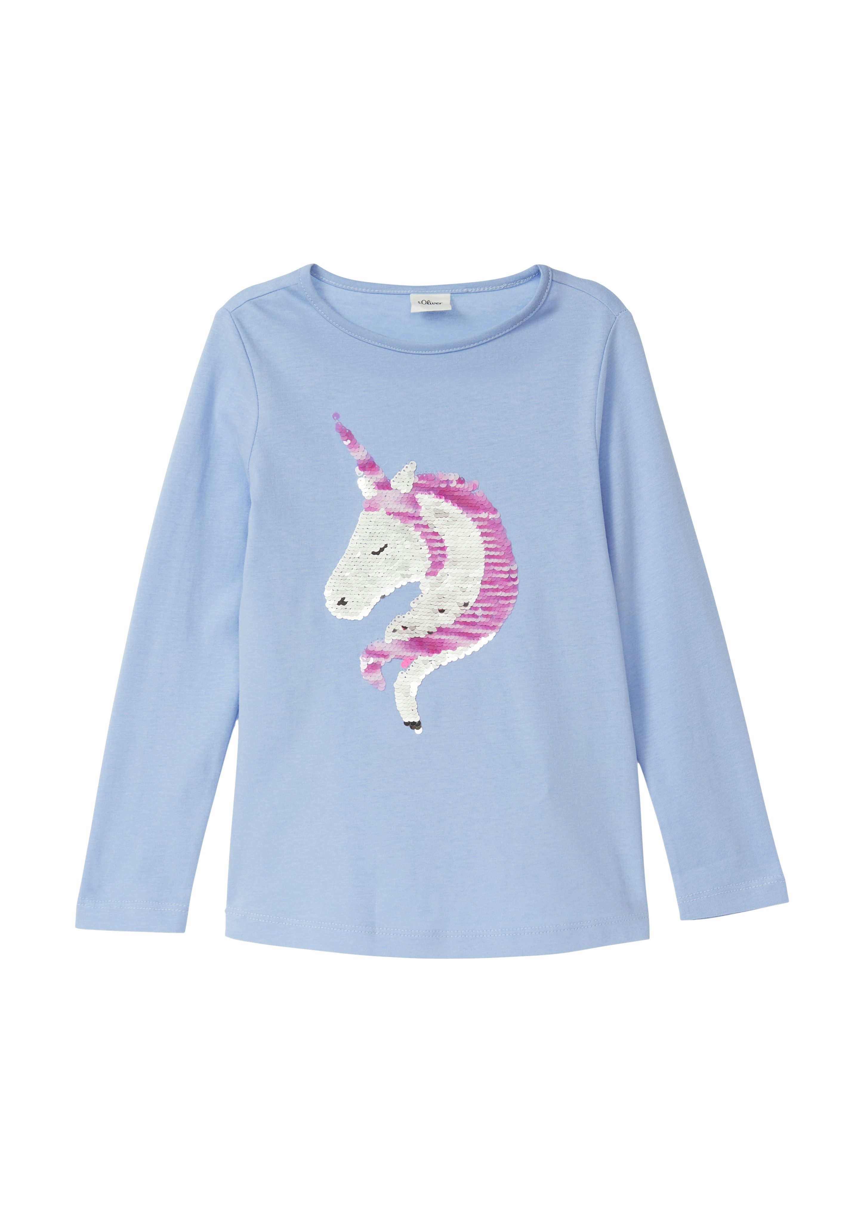 s.Oliver Junior Langarmshirt mit Pailletten-Einhorn