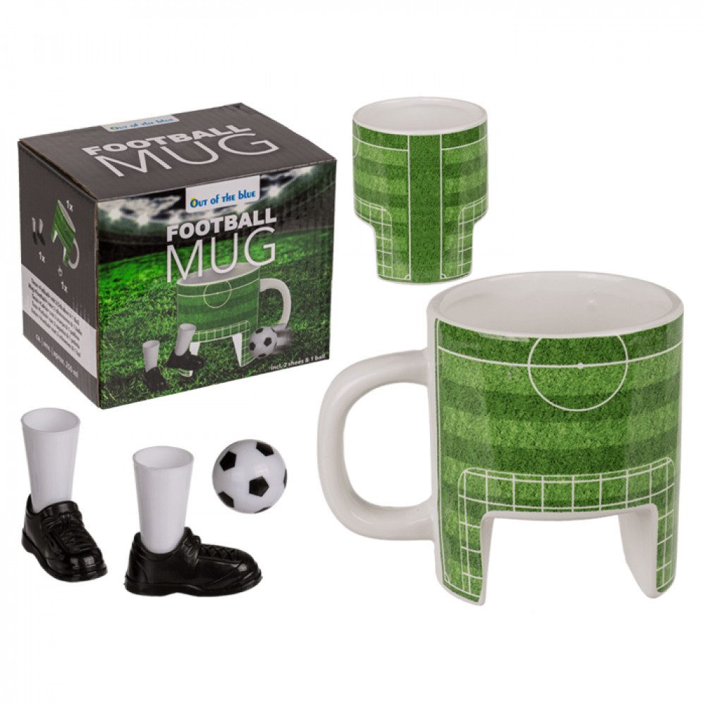 Out of the Blue Tasse Kaffeetasse Кружки Fußball inkl. 2 Schuhen & 1 Ball ca. 12 x 9 cm, Porzellan