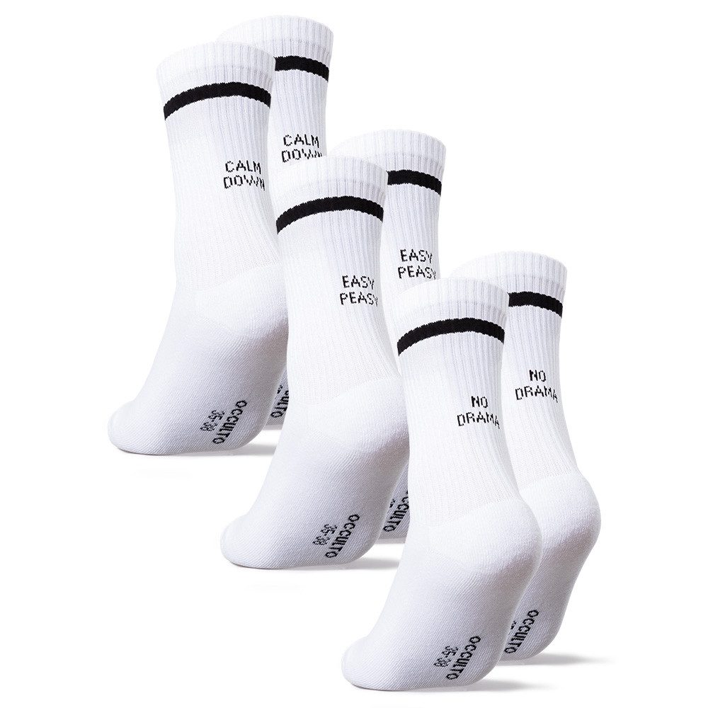 OCCULTO Tennissocken Damen & Herren Statement Tennis Socken 3er Pack (Modell: Leo) (3-Paar)