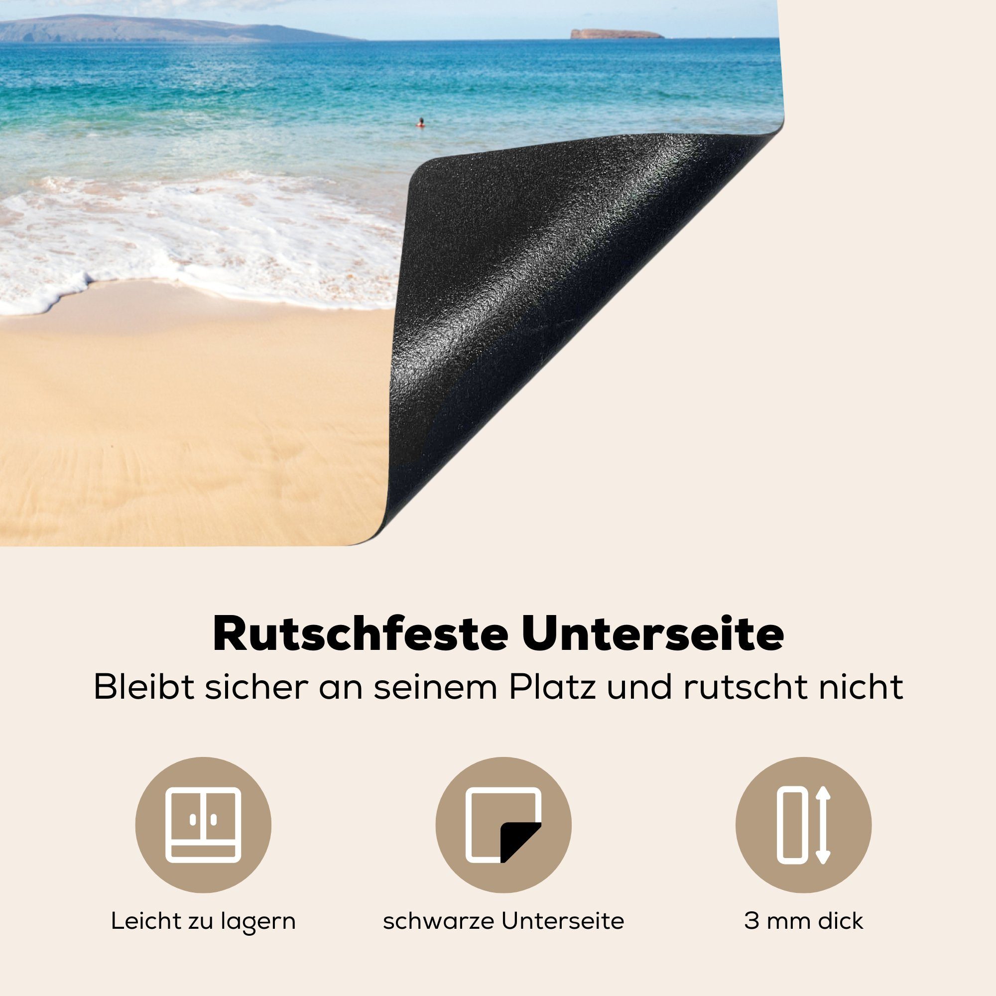 küche, Vinyl, Türkis tlg), Meer - für cm, (1 - Herdblende-/Abdeckplatte die Hawaii, Ceranfeldabdeckung Induktionsmatte MuchoWow 59x52