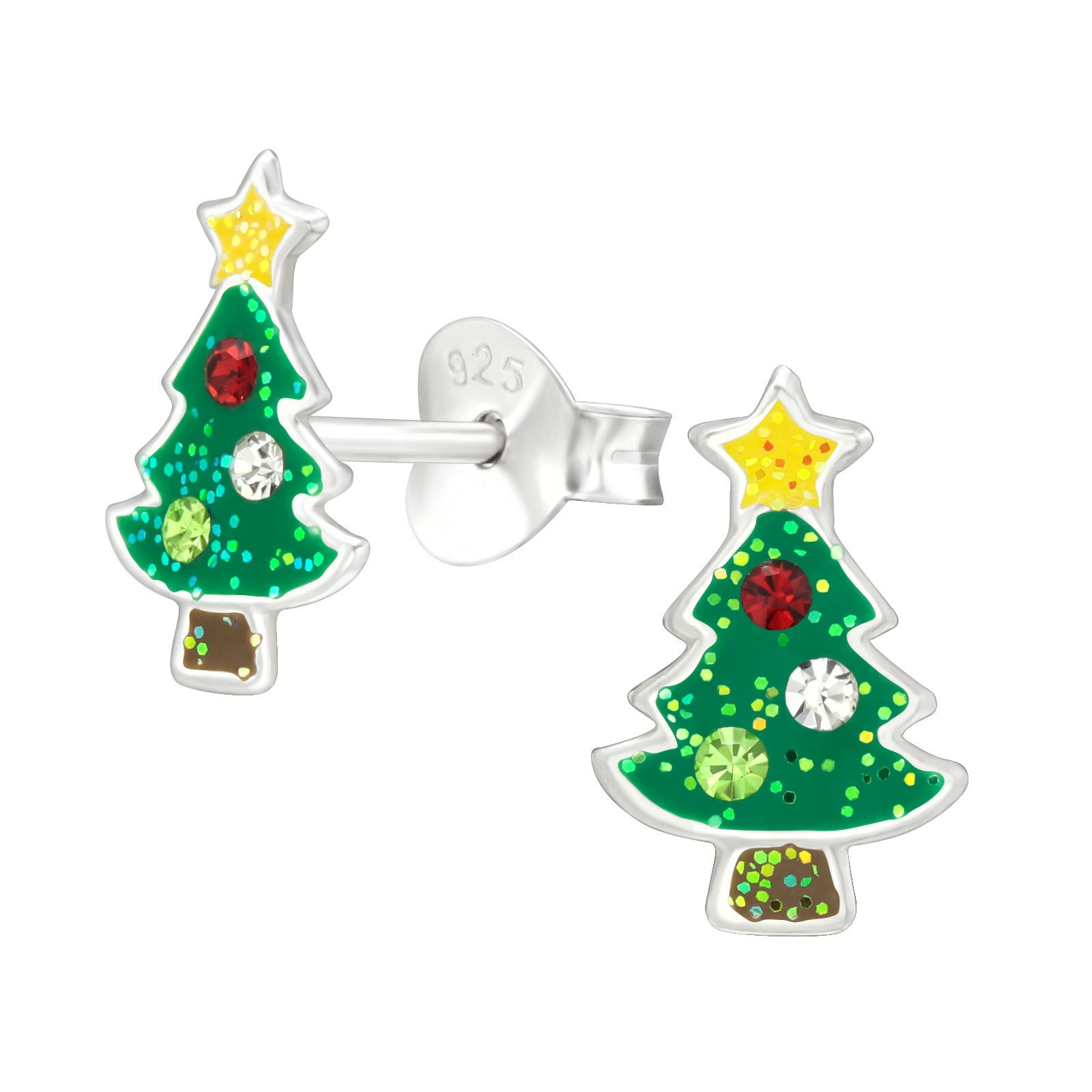 ALEXANDER YORK Paar Ohrstecker WEIHNACHTSBAUM Kristall, 2-tlg., 925 Sterling Silber